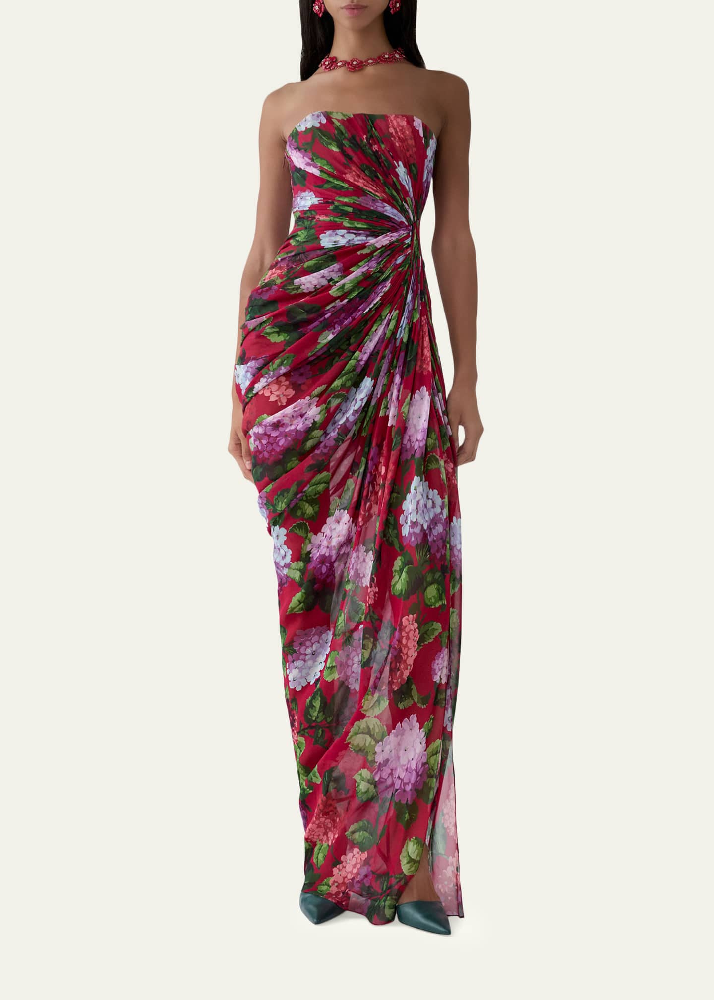 strapless draped chiffon dress Lady Black Tie - Skyler Gown - Strapless Draped Chiffon Dress