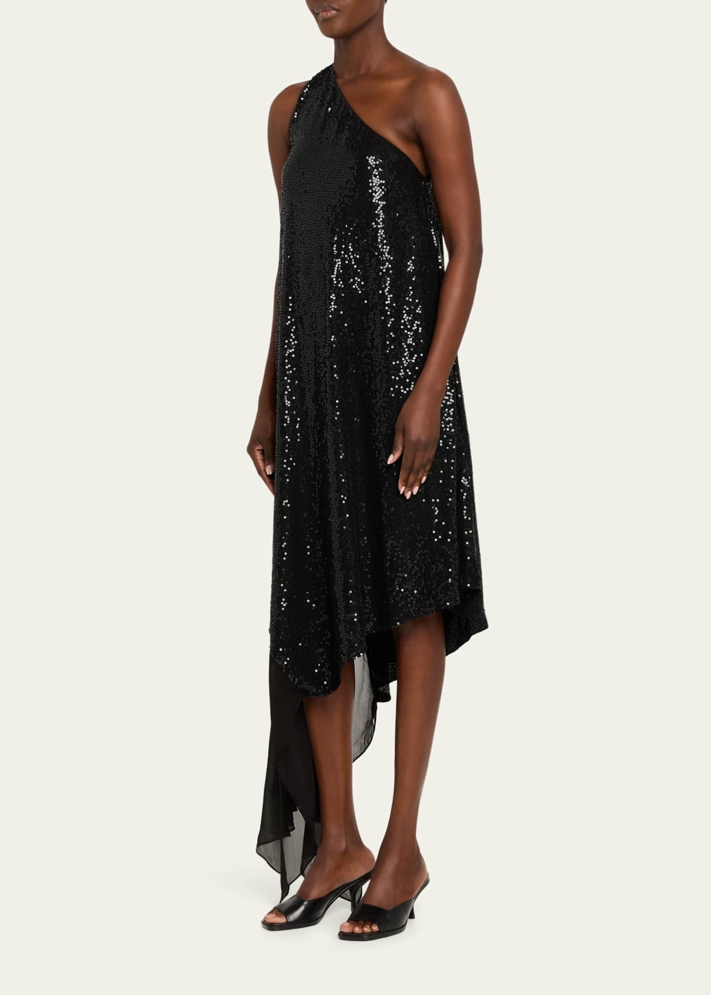 strapless open back dress Page One Shoulder Sequin Midi Dress main image 0