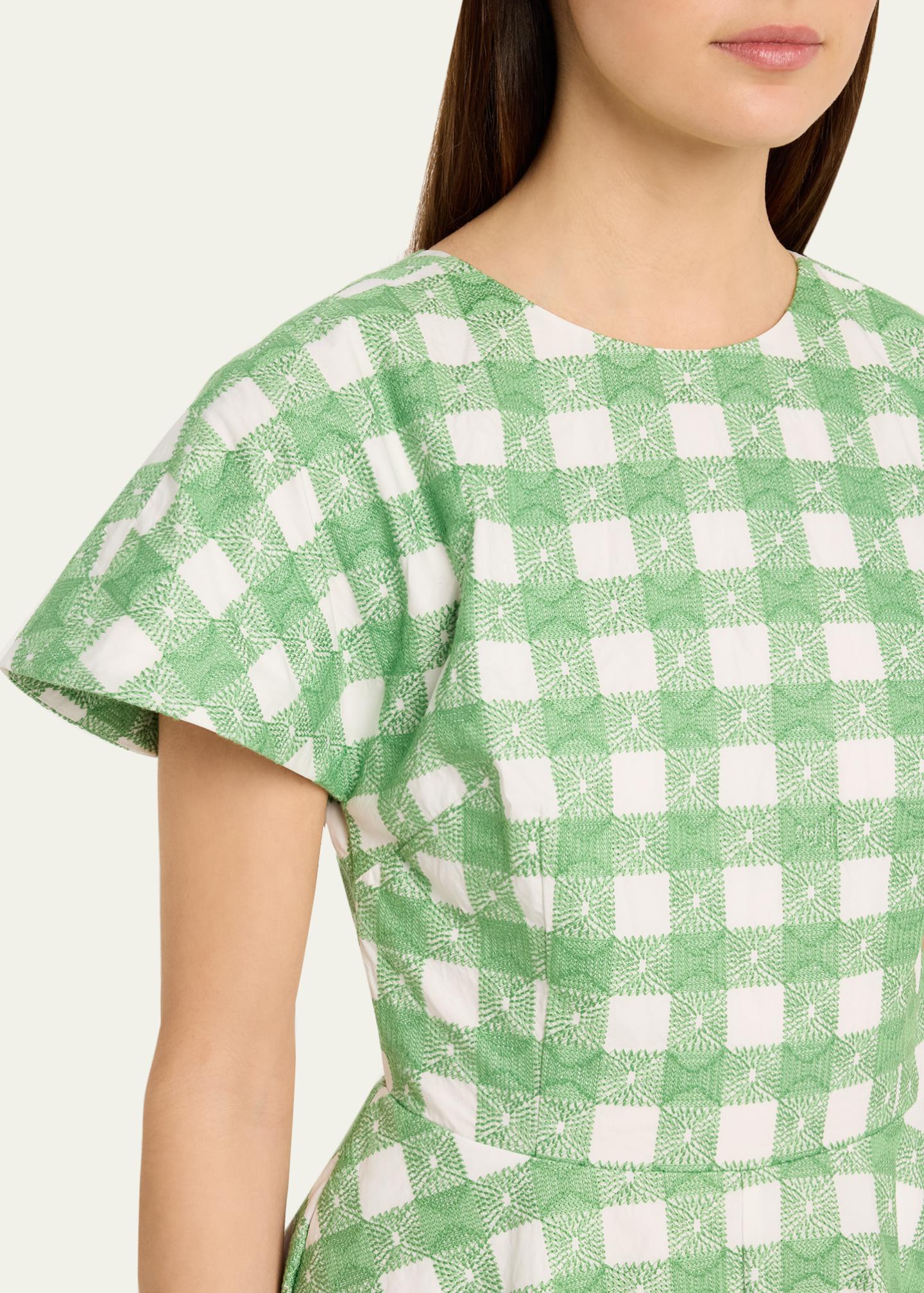 buttercup green dress Rosie Assoulin Gingham Short-Sleeve Midi buttercup powerpuff girls inspired outfits