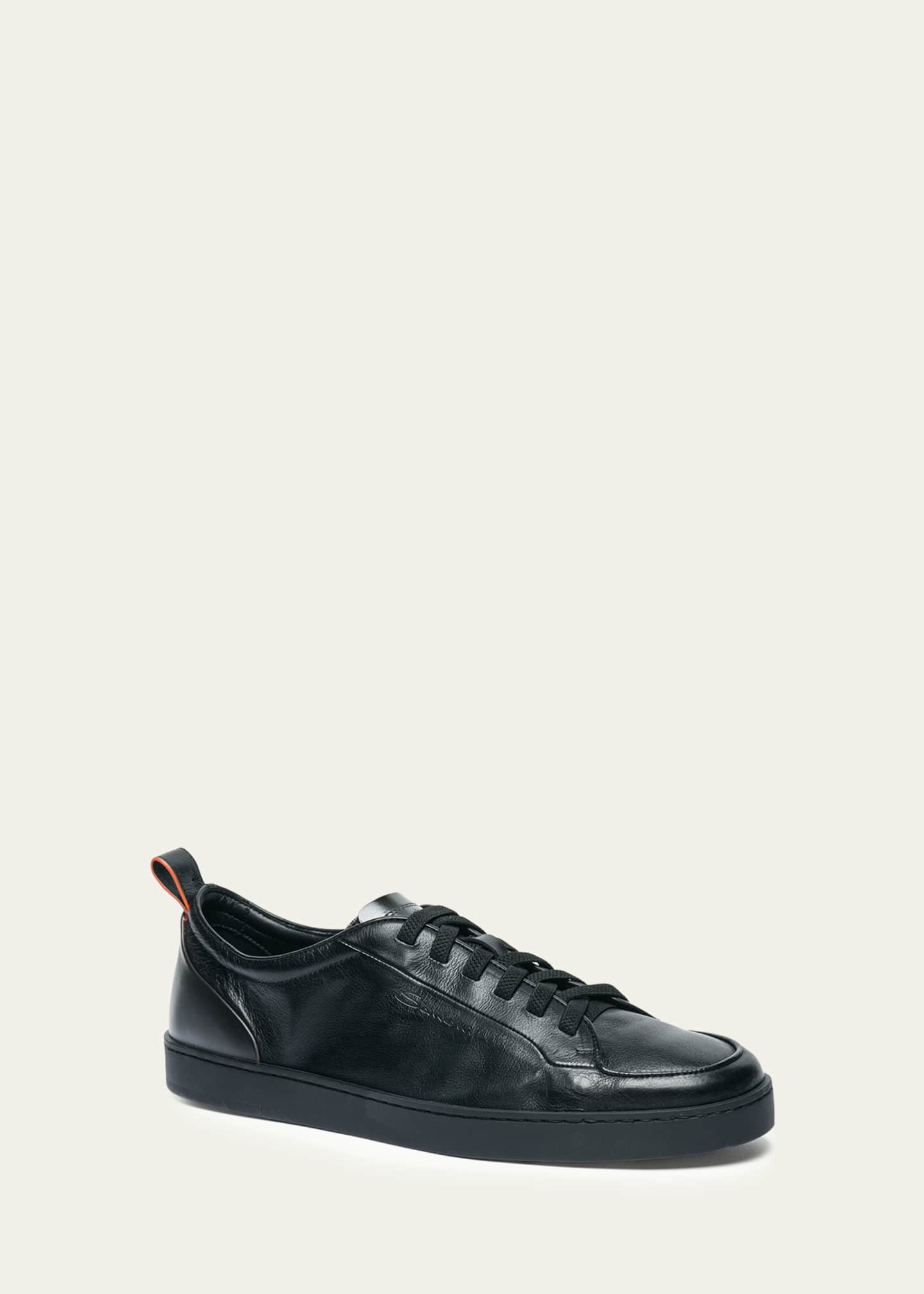 Santoni Men's Off Duty Burnished Calfskin Slip-On Sneakers
