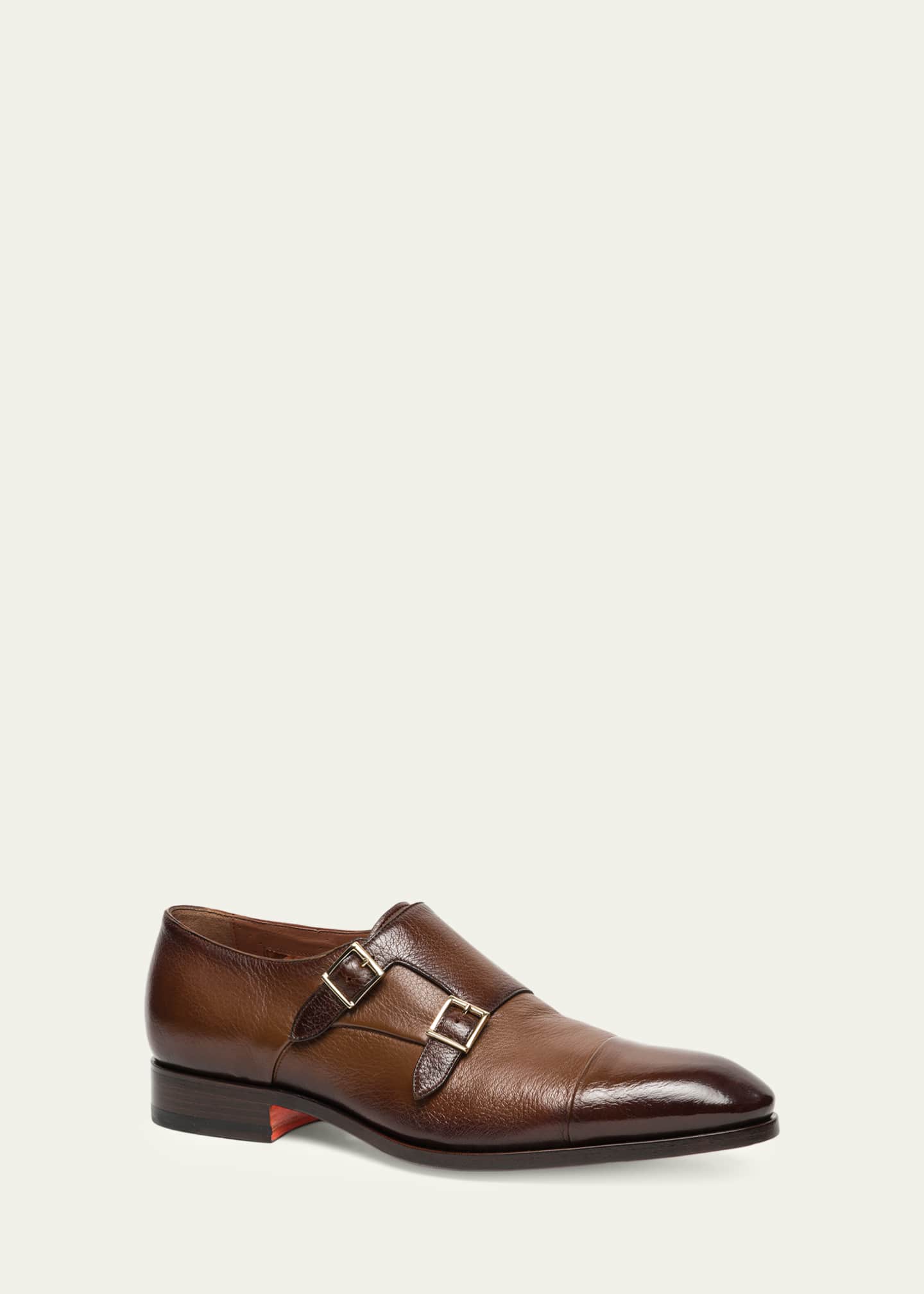 Santoni Men's Ira Grained Leather Double-Monk Strap Loafers