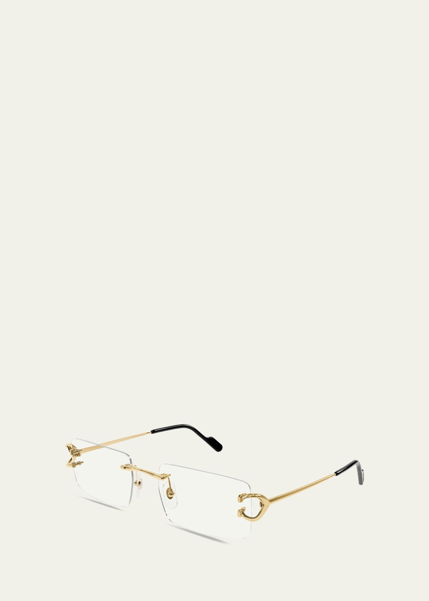 Cartier Men's C-Hinge Metal Rectangle Eyeglasses - Bergdorf Goodman