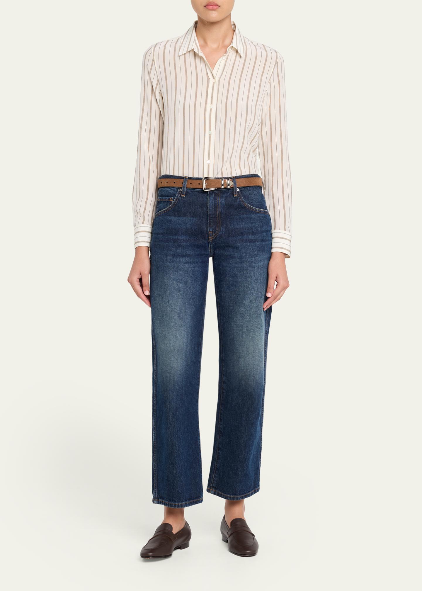 Nili Lotan Gaia Striped Silk Slim Button-Down Shirt - Bergdorf Goodman