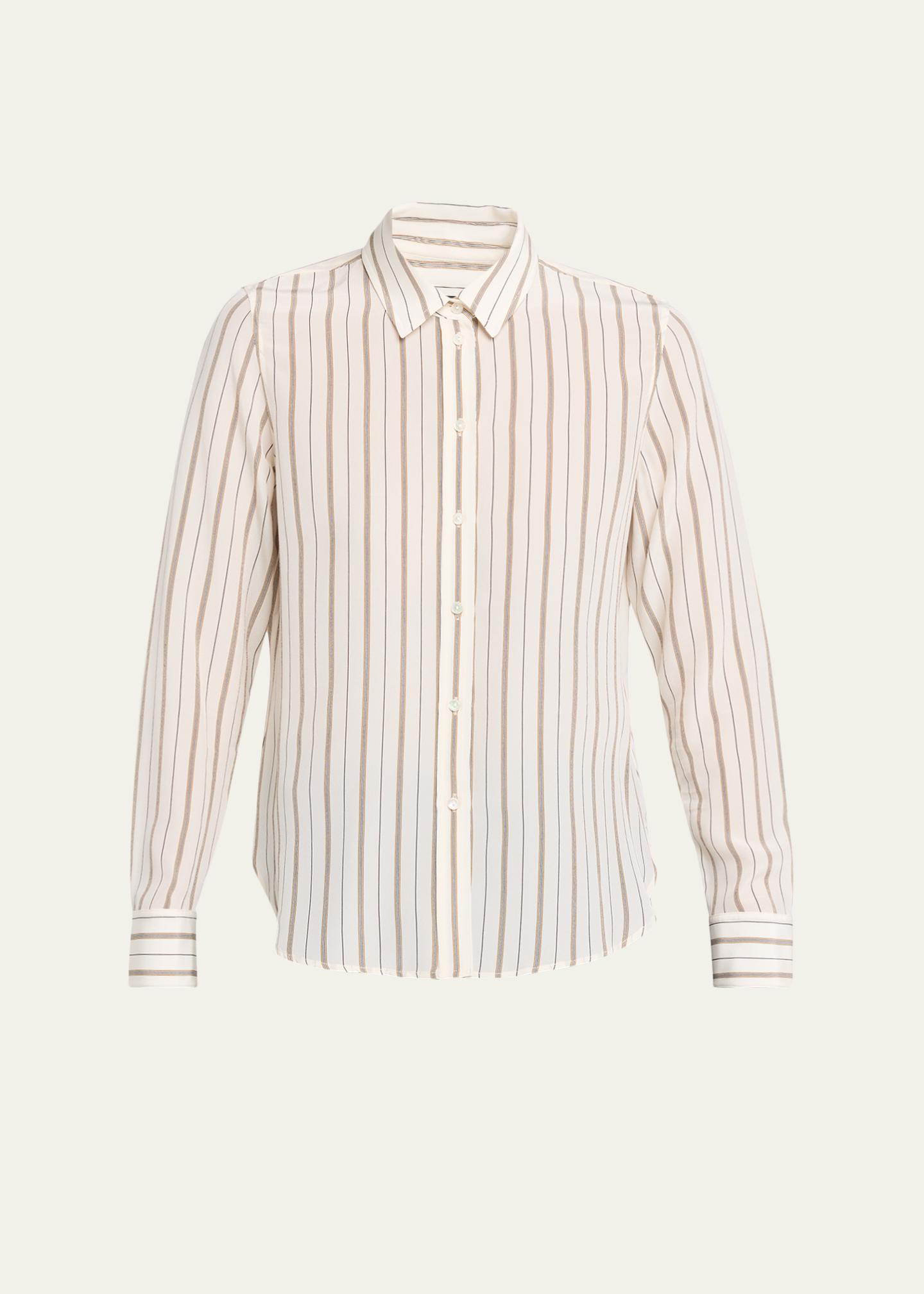 Nili Lotan Gaia Striped Silk Slim Button-Down Shirt - Bergdorf Goodman