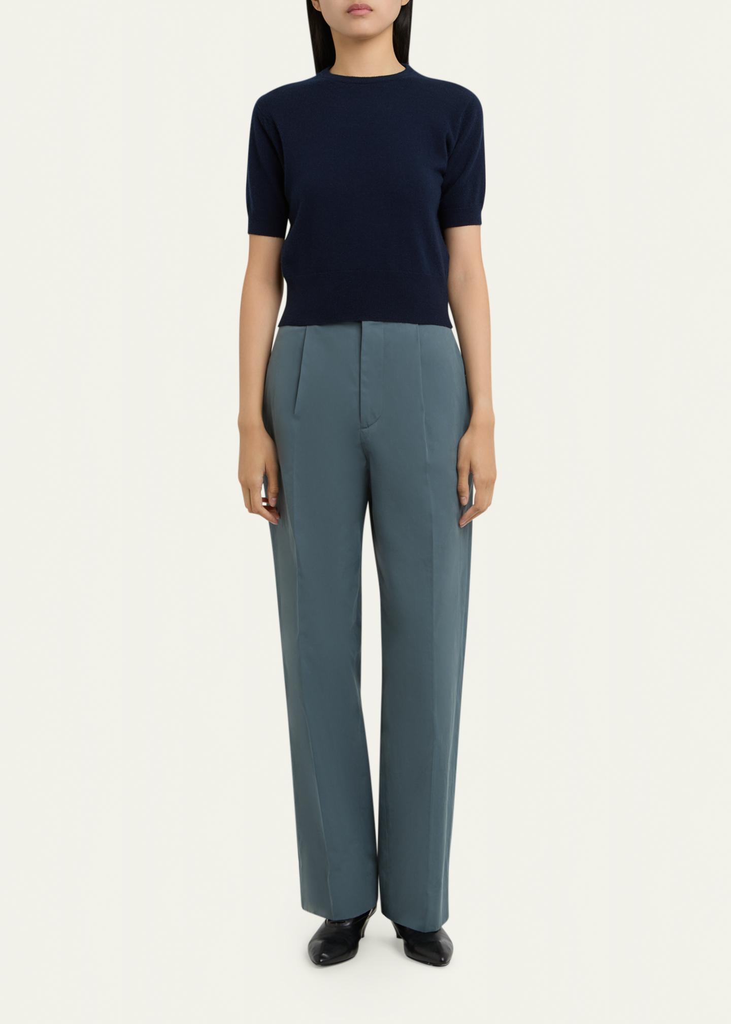 Jil Sander Pleated Cotton Straight-Leg Pants - Bergdorf Goodman