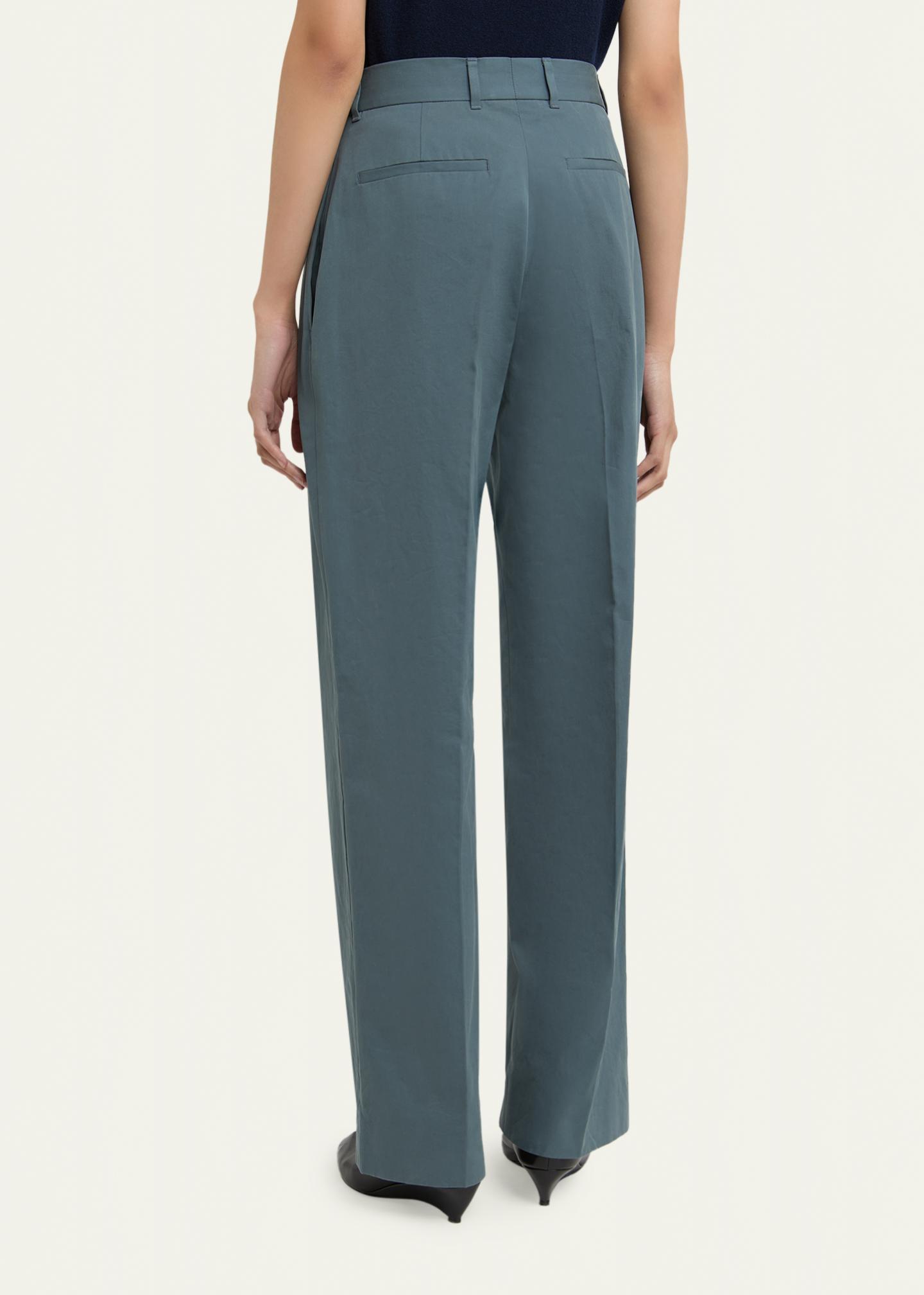 Jil Sander Pleated Cotton Straight-Leg Pants - Bergdorf Goodman