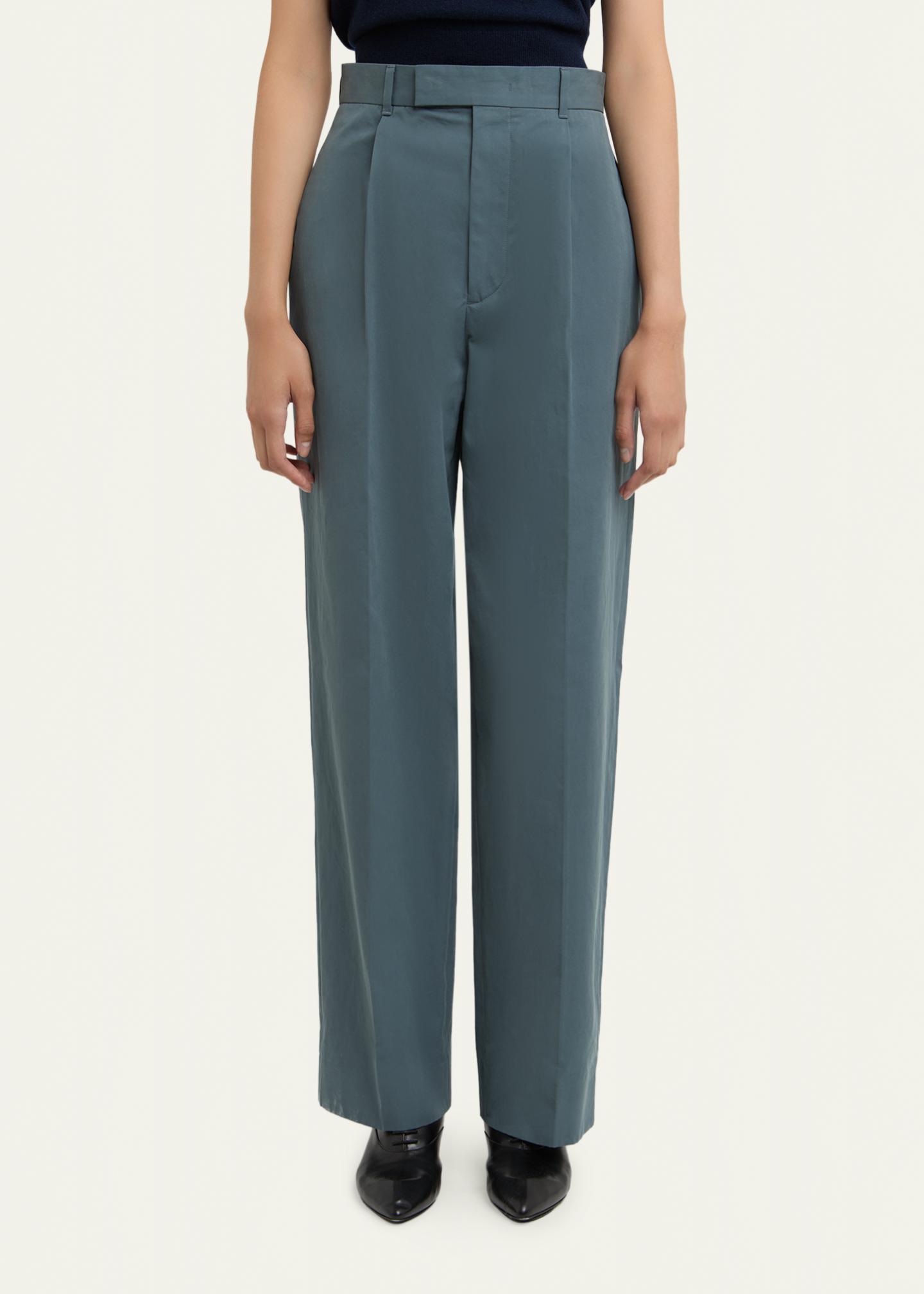 Jil Sander Pleated Cotton Straight-Leg Pants - Bergdorf Goodman