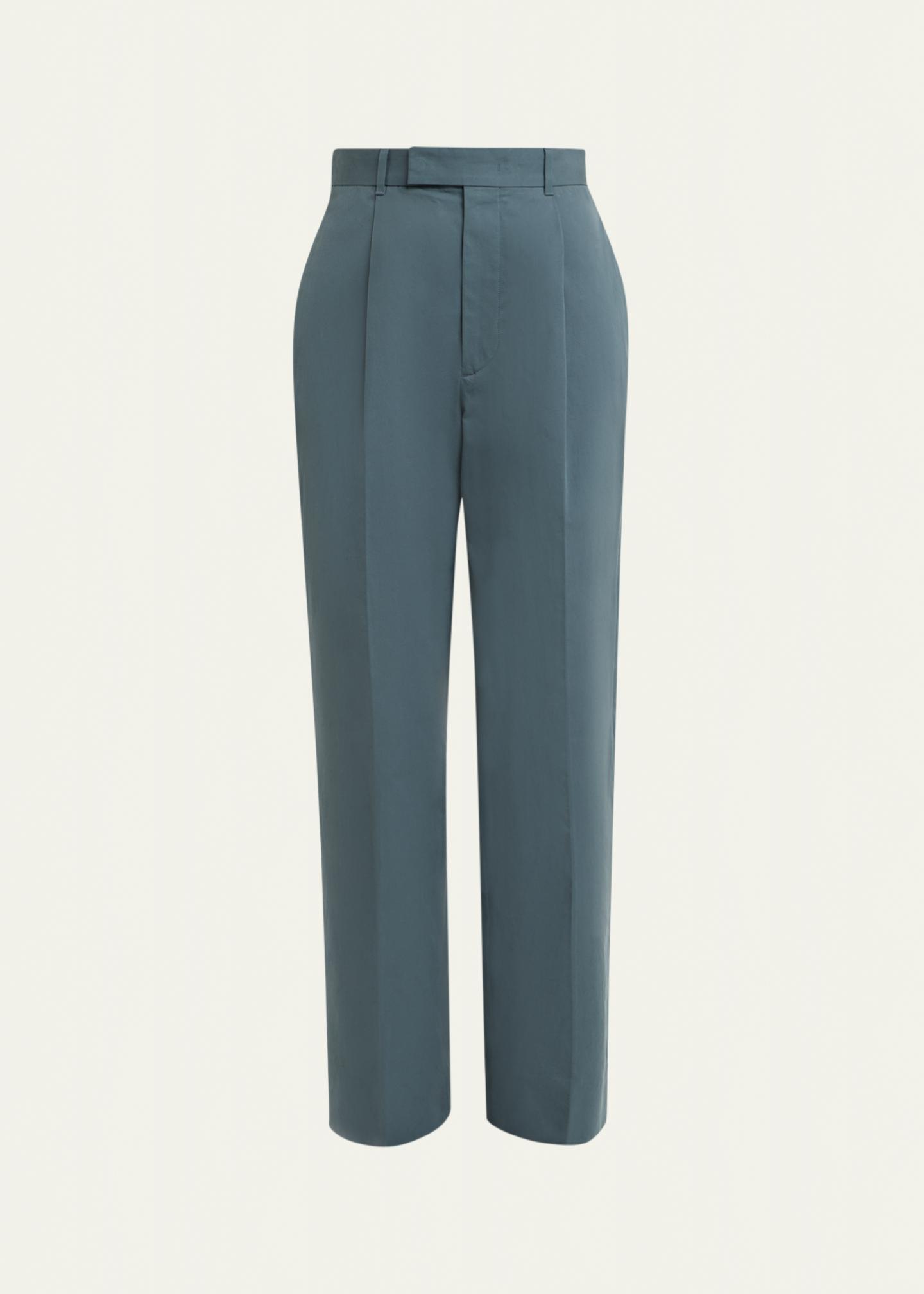 Jil Sander Pleated Cotton Straight-Leg Pants - Bergdorf Goodman