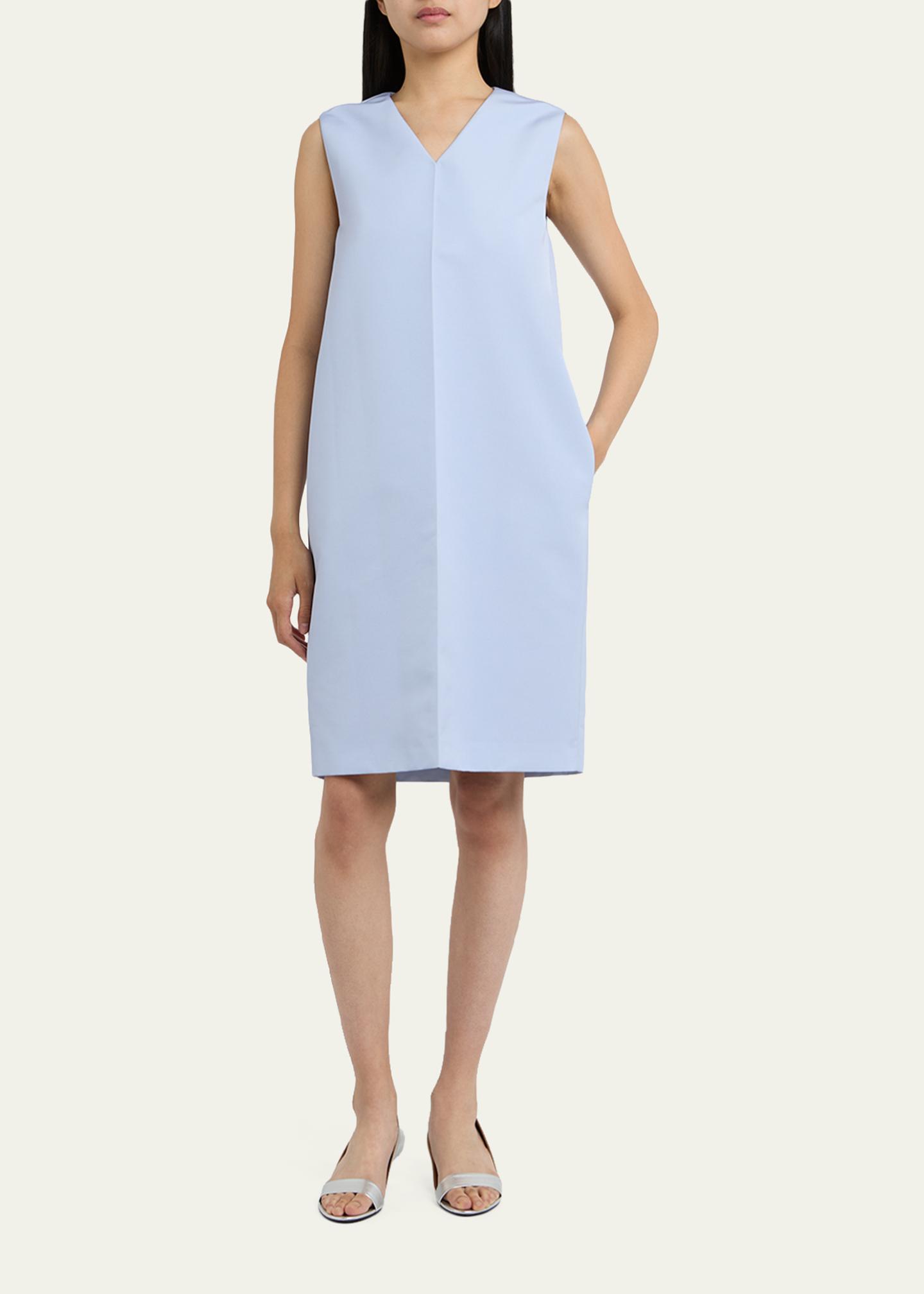 jil sander blue dress V-Neck Sleeveless Shift Fashion