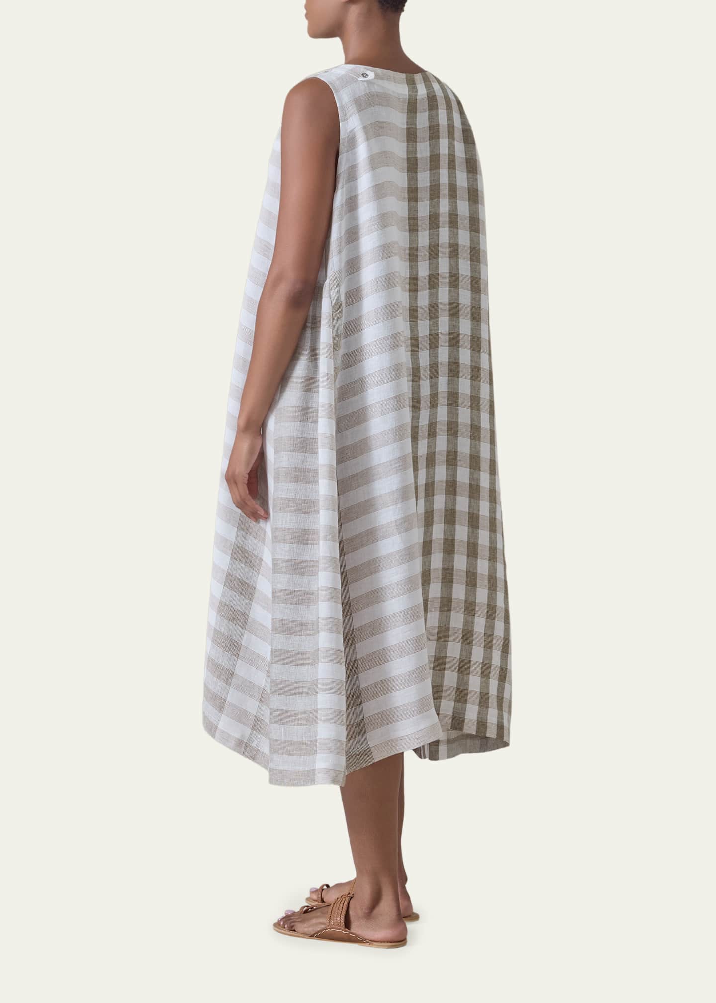 eskandar linen dress Eskandar Linen 3/4-Length Side Pleated Sleeveless Dress, Green, Women's, 2, Casual & Work Dresses Day Dresses Sundresses