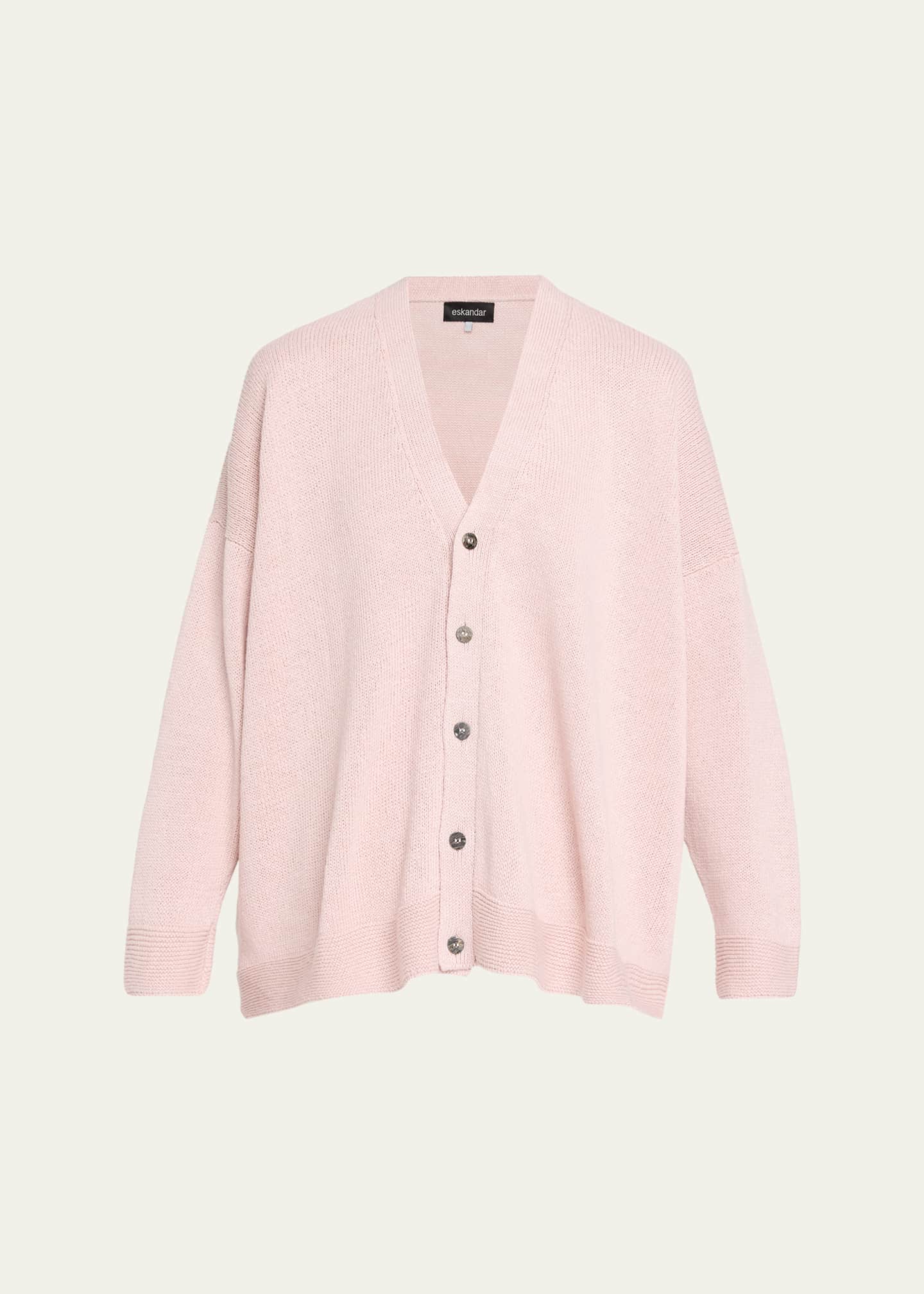 Eskandar Cotton Linen V-Neck Cardigan - Mid Length - Bergdorf Goodman