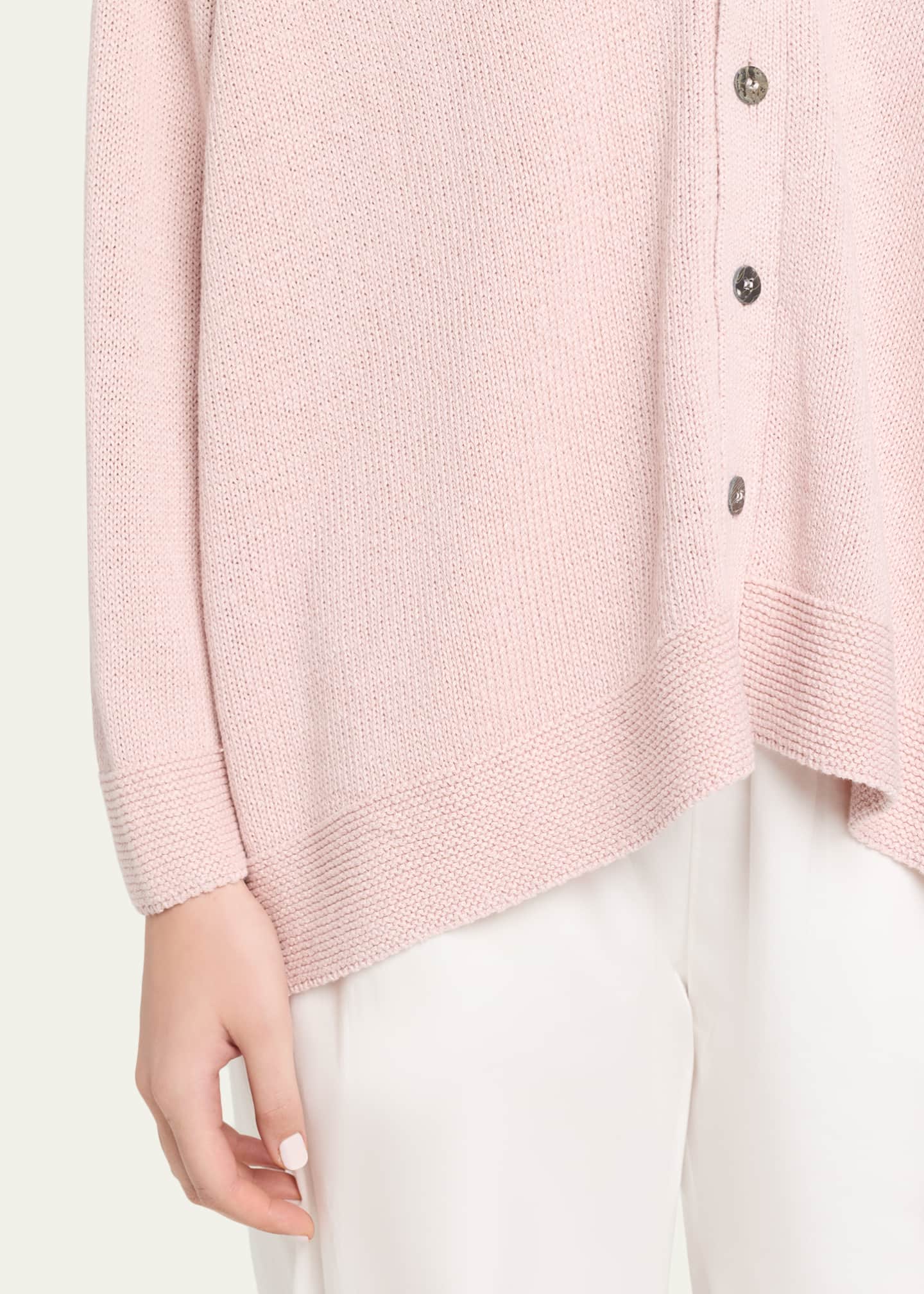 美品 2 eskandar エスカンダー 半袖 リネン カットソー 薄ピンク Eskandar Cotton Linen V-Neck Cardigan - Mid Length - Bergdorf Goodman