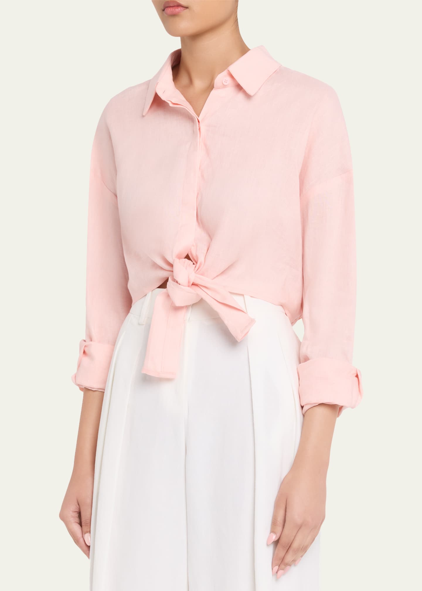 AEXAE Tie-Front Linen Shirt - Bergdorf Goodman