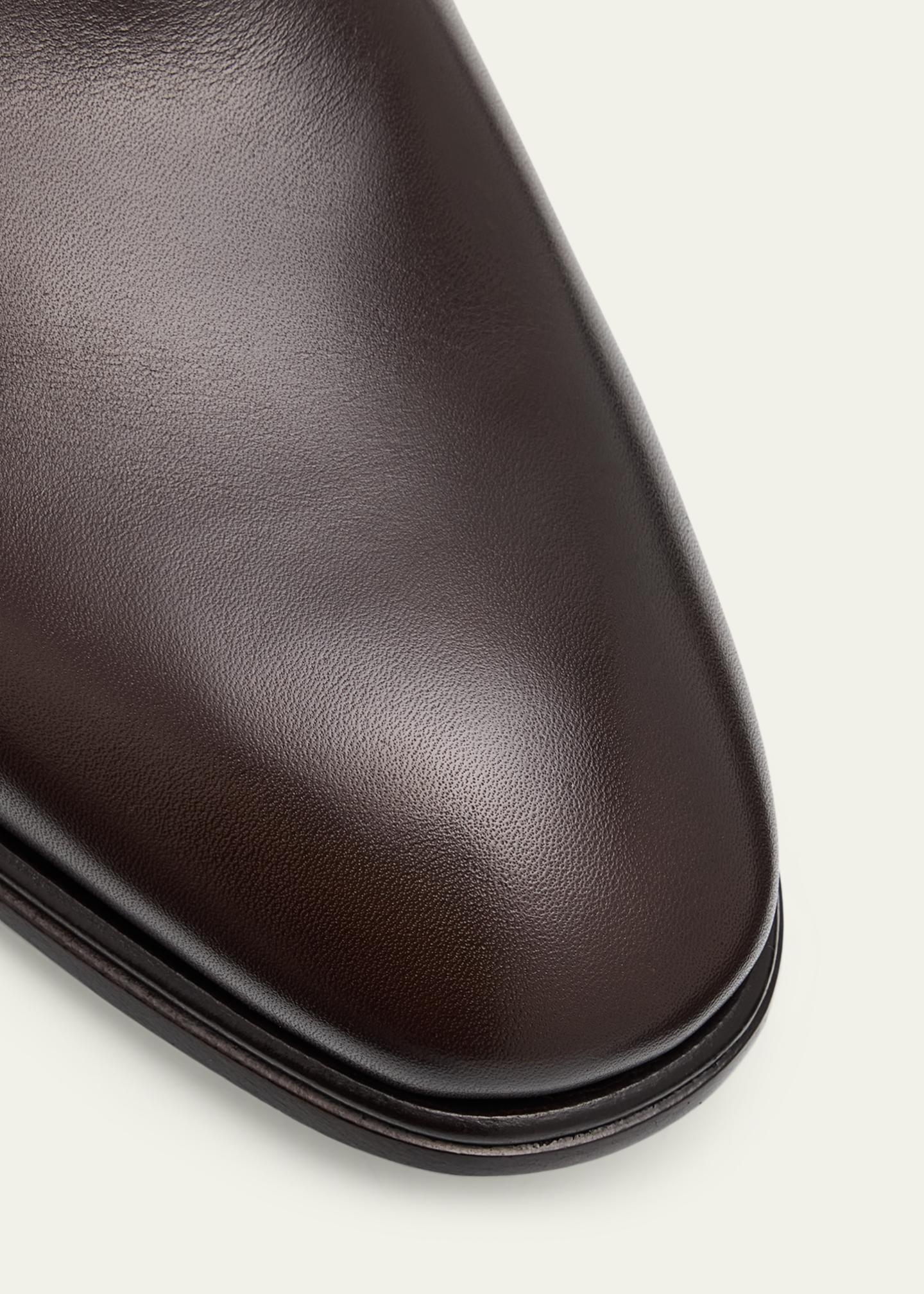 FERRAGAMO Men's Leather Almond-Toe Derby Shoes - Bergdorf Goodman