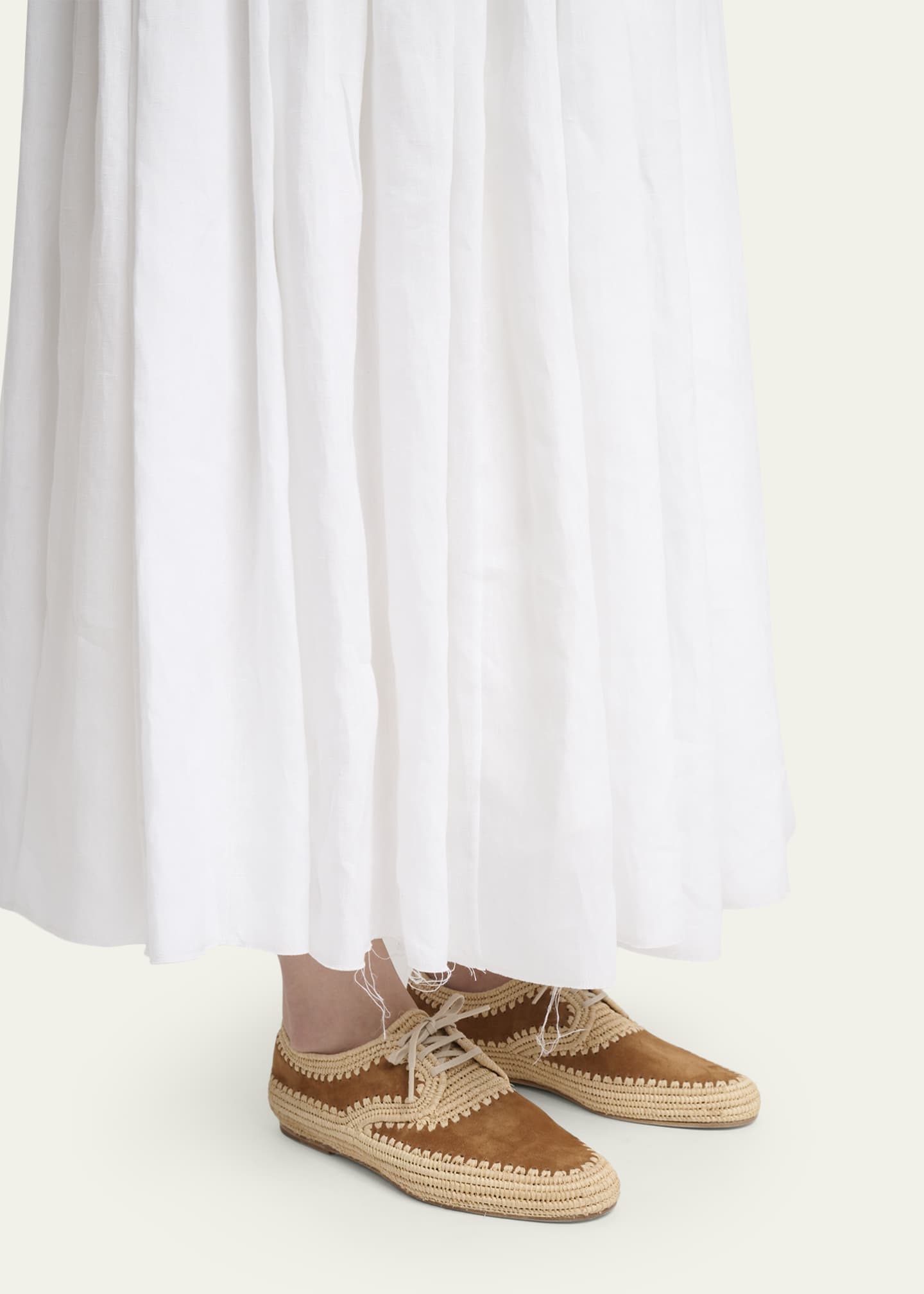 Gabriela Hearst x Clergerie Miguel Suede & Raffia Oxford Shoes