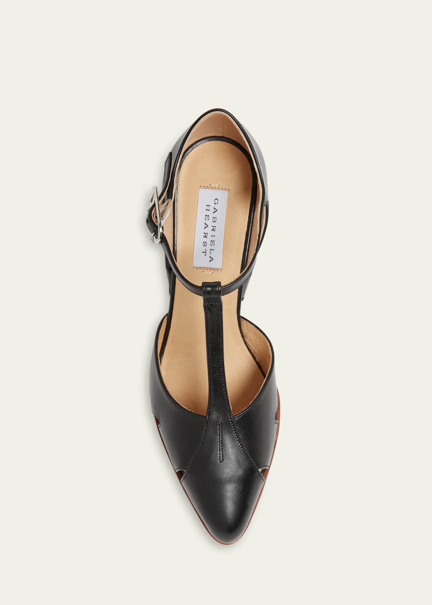 Gabriela Hearst Hawes Leather T-Strap Block-Heel Pumps - Bergdorf