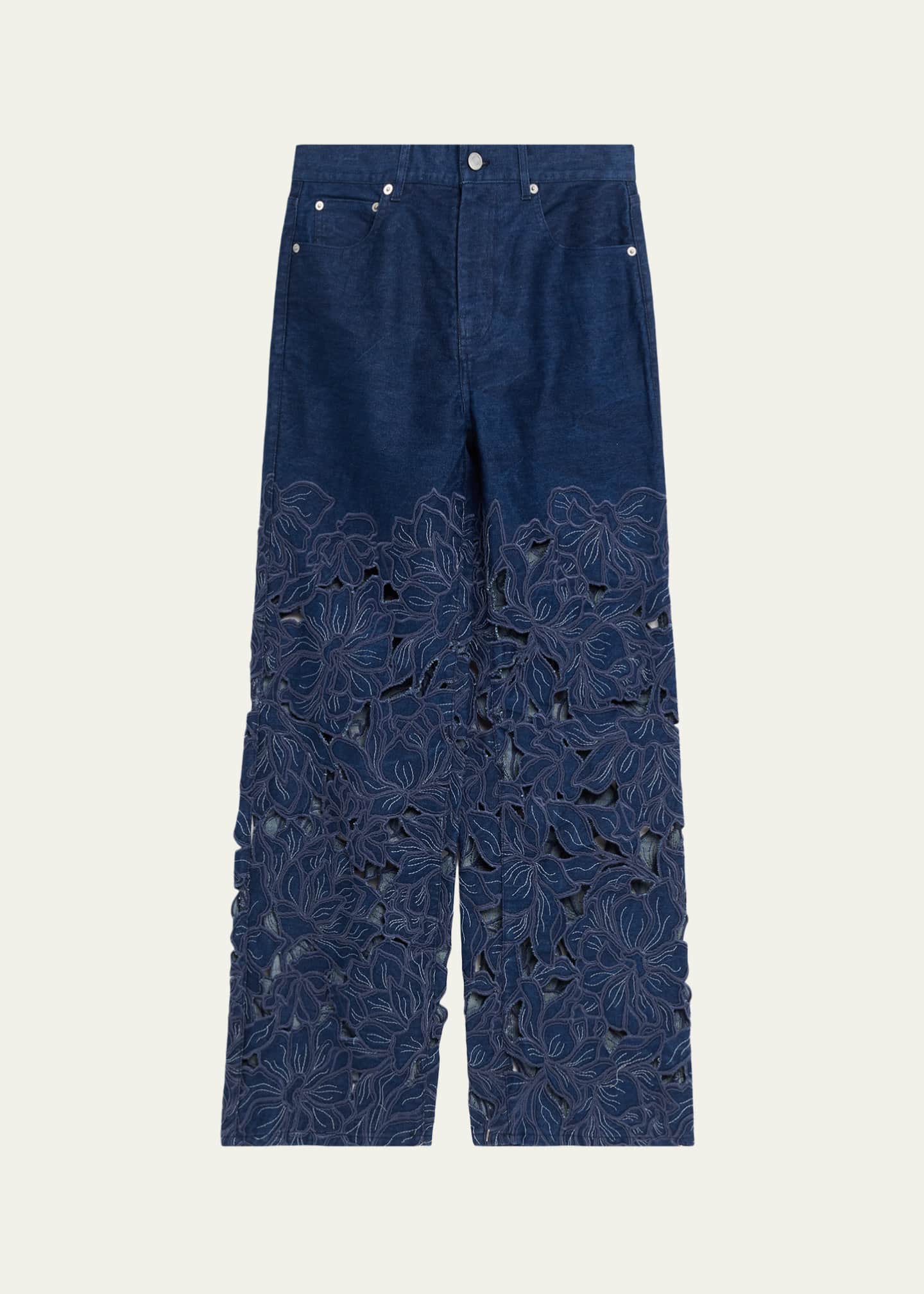 SIMKHAI Betty Embroidered Straight-Leg Jeans - Bergdorf Goodman