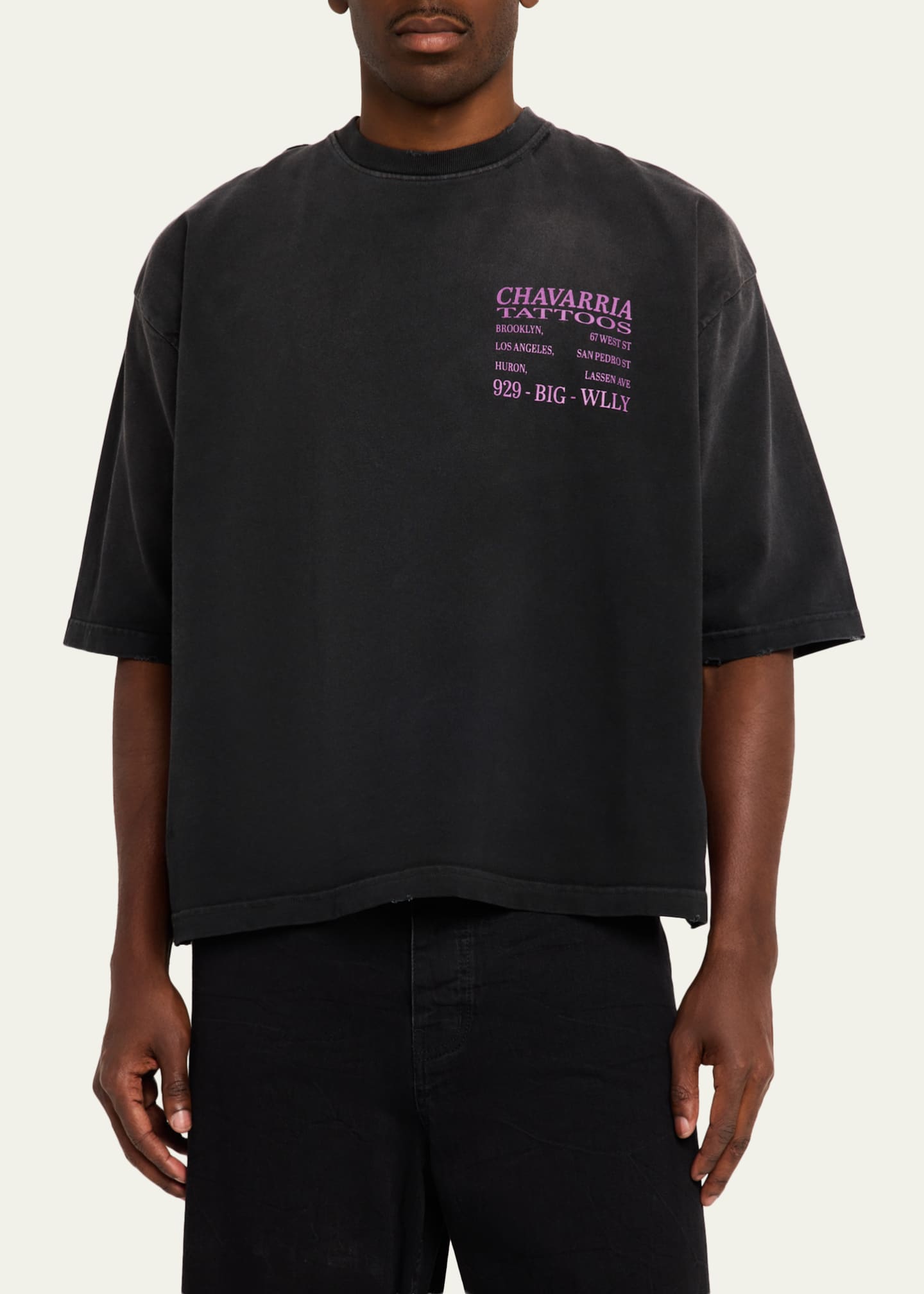 Willy Chavarria Men's Chavarria Tattoos Cotton Boxy Fit T-Shirt
