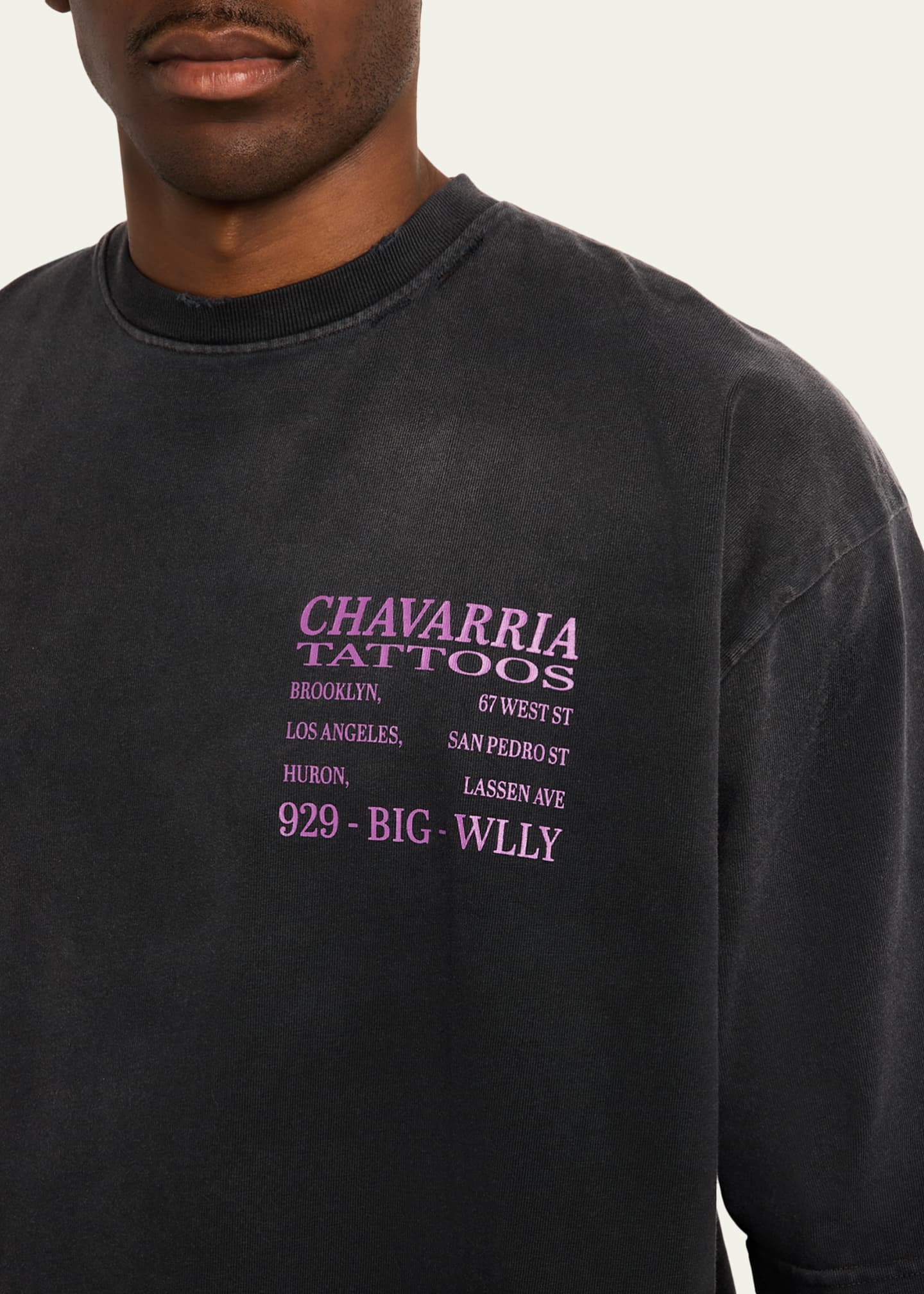 Willy Chavarria Men's Chavarria Tattoos Cotton Boxy Fit T-Shirt