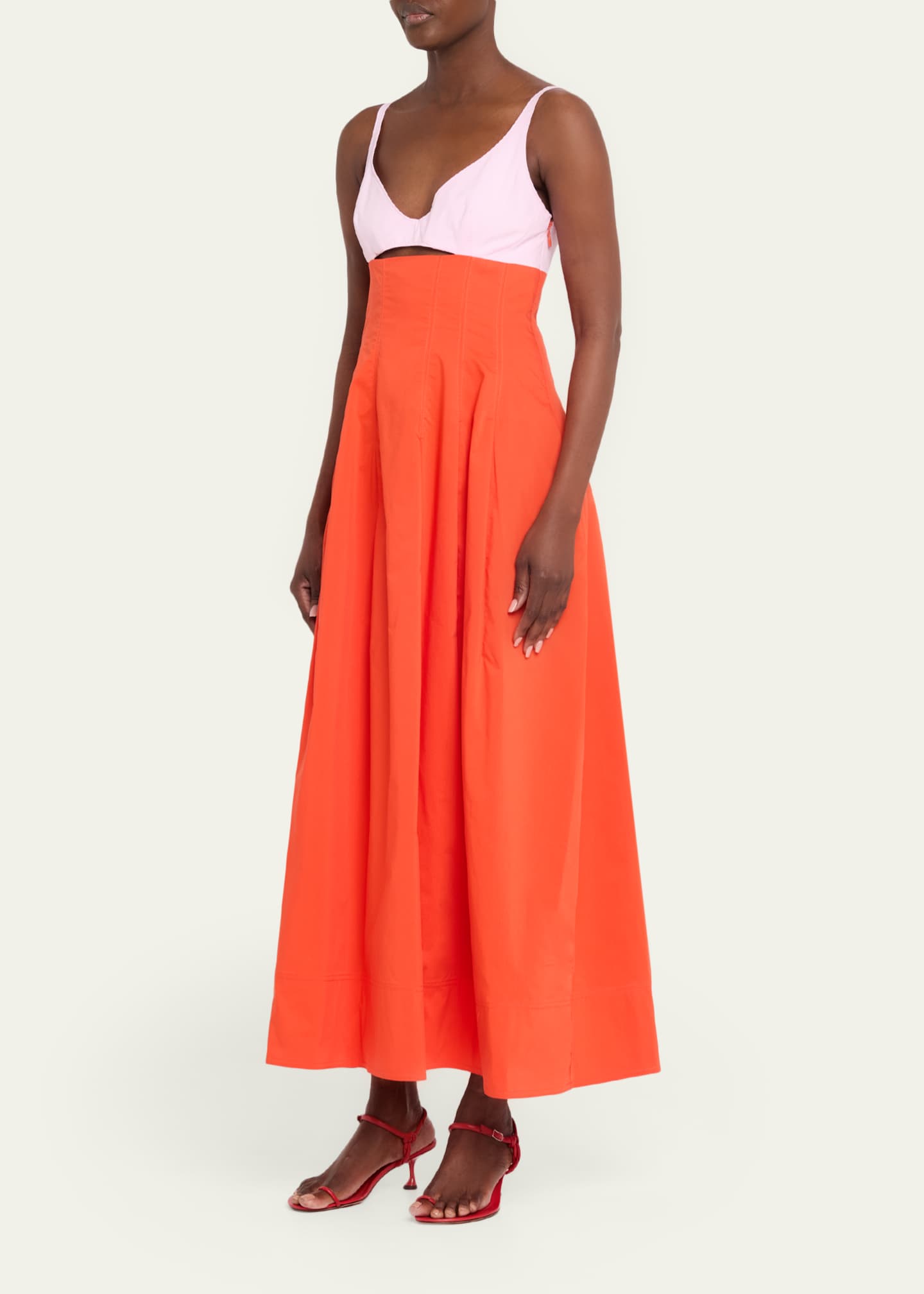 Maddy Cotton Midi Dress - Lobster Multi / 2