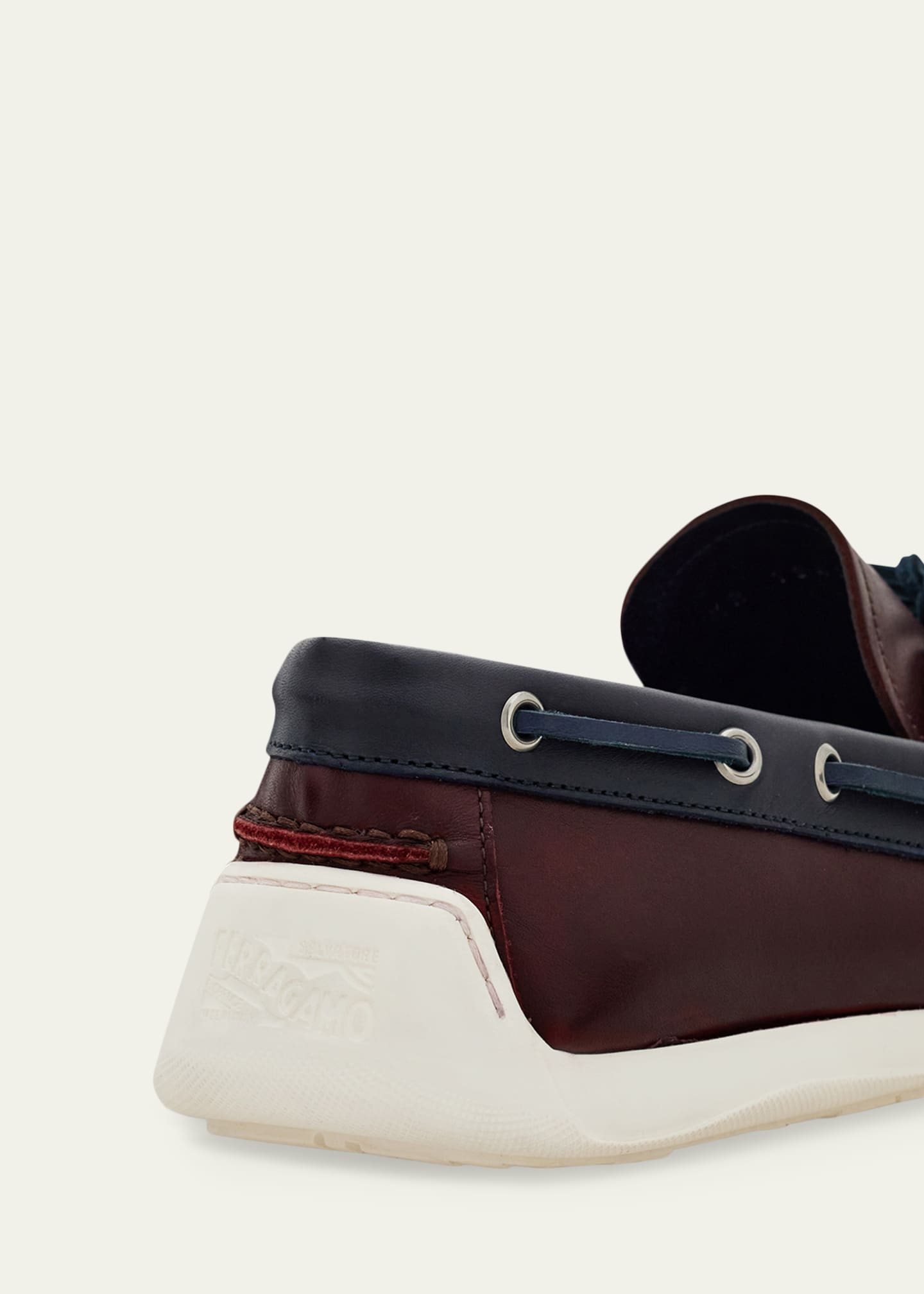Ferragamo Men's Bahia Bicolor Leather Boat Shoes - Bergdorf Goodman