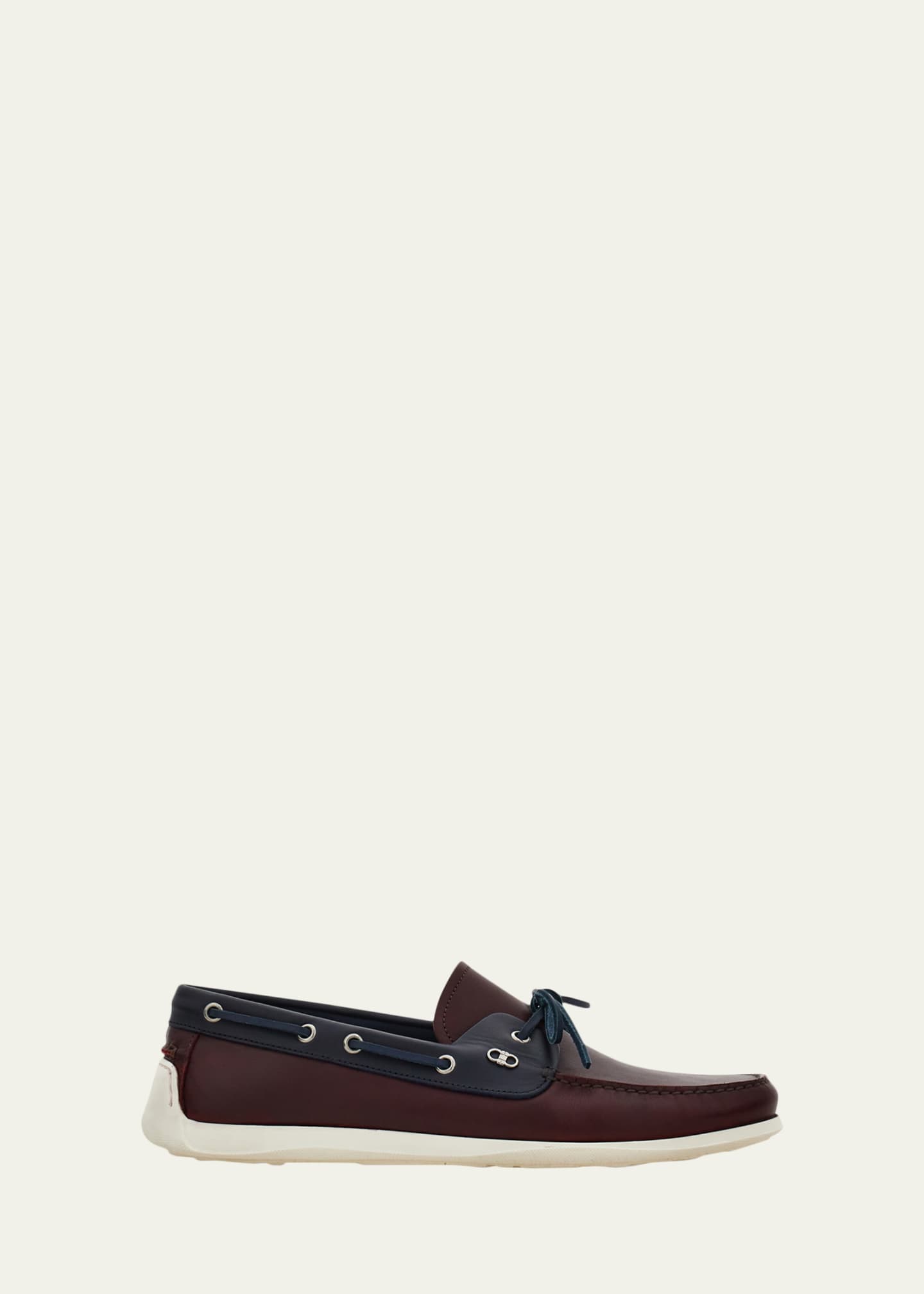 Ferragamo Men's Bahia Bicolor Leather Boat Shoes - Bergdorf Goodman