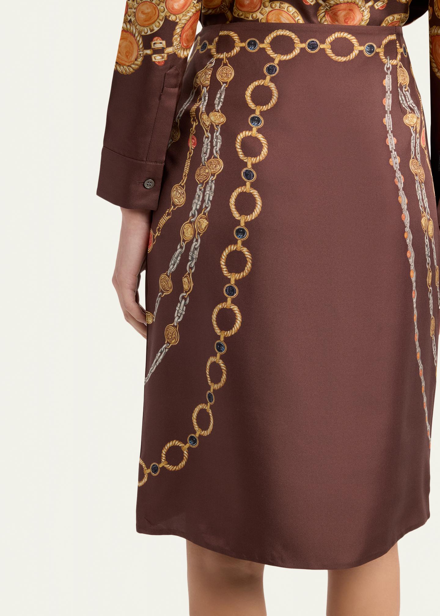 Versace Printed Silk Twill Pencil Skirt - Bergdorf Goodman