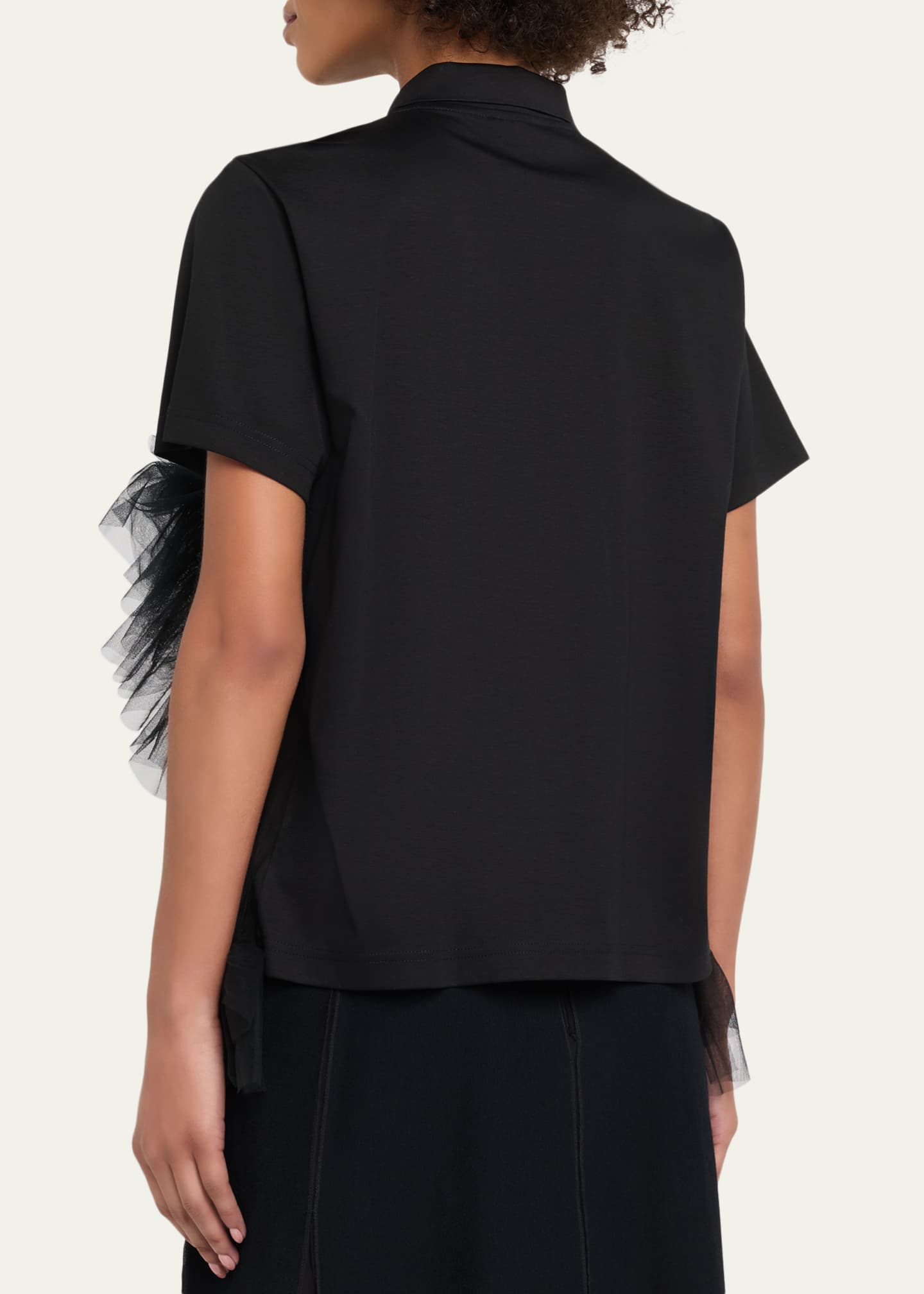 Noir Kei Ninomiya Tiered Tulle Polo Shirt - Bergdorf Goodman