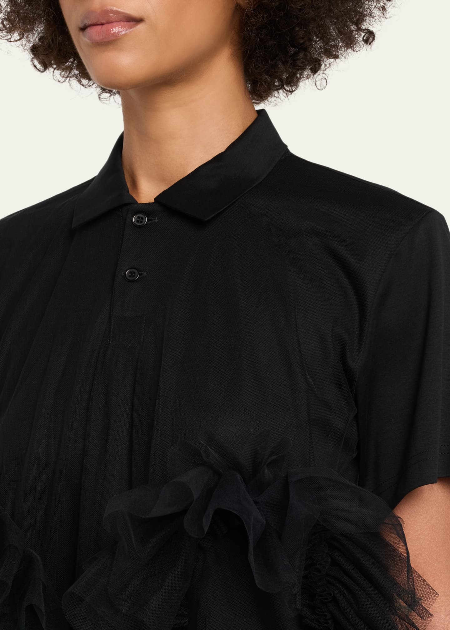 @*様 noir kei ninomiyaシアーシャツ Noir Kei Ninomiya Tiered Tulle Polo Shirt - Bergdorf Goodman