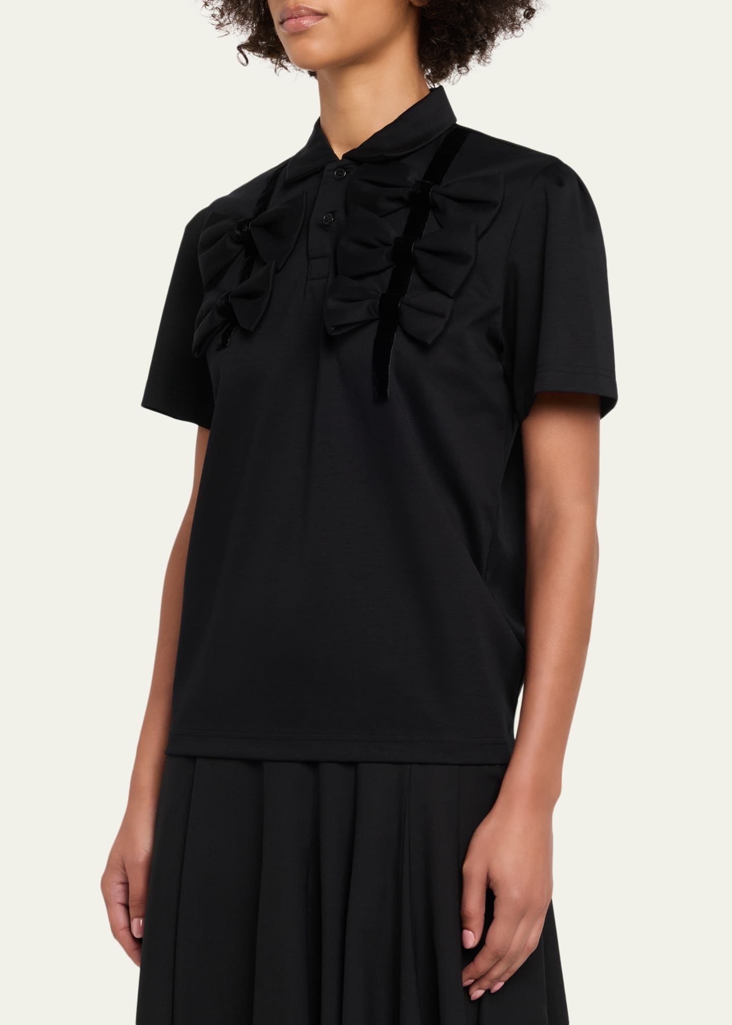 Noir Kei Ninomiya Cotton Bow Tie Polo Shirt - Bergdorf Goodman