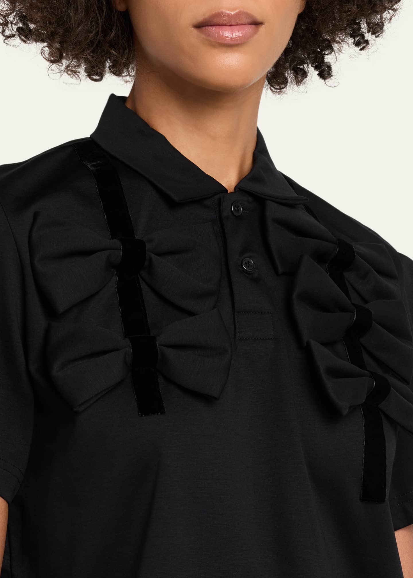 Noir Kei Ninomiya Cotton Bow Tie Polo Shirt - Bergdorf Goodman