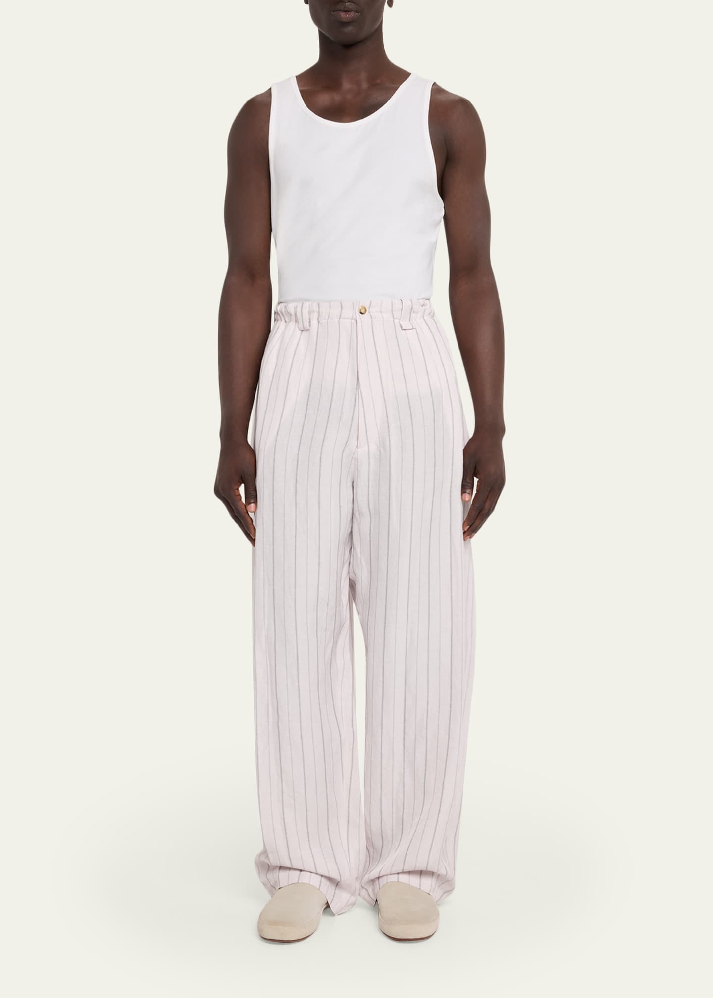 Willy Chavarria Men's Toluca Striped Oversized Linen-Blend Pants