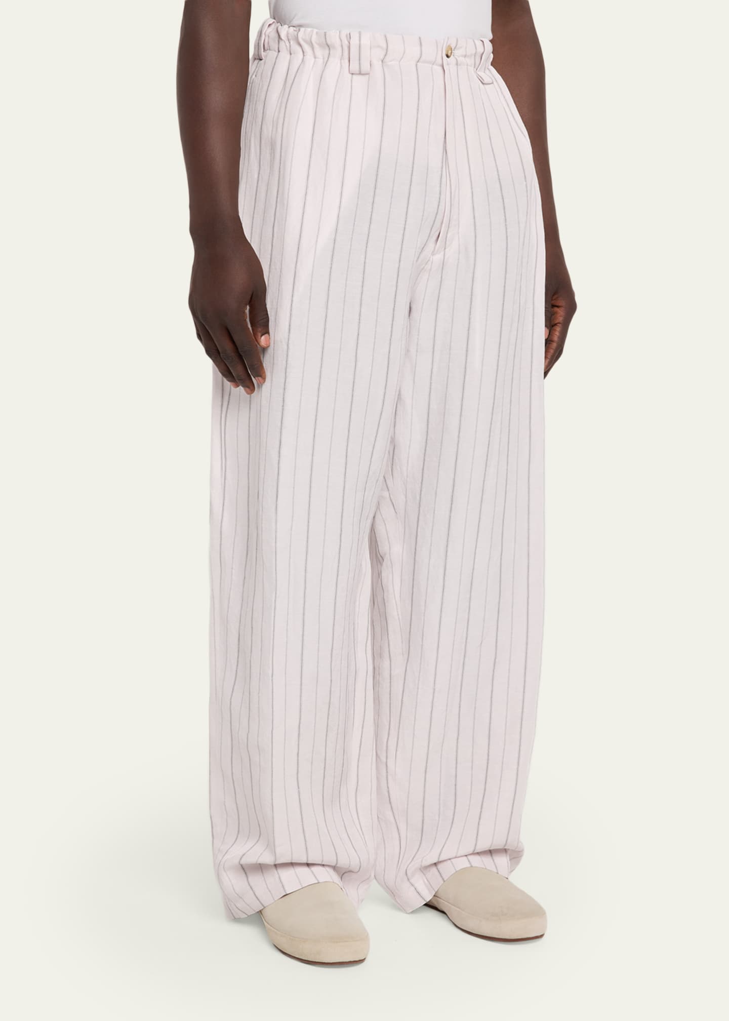 Willy Chavarria Men's Toluca Striped Oversized Linen-Blend Pants