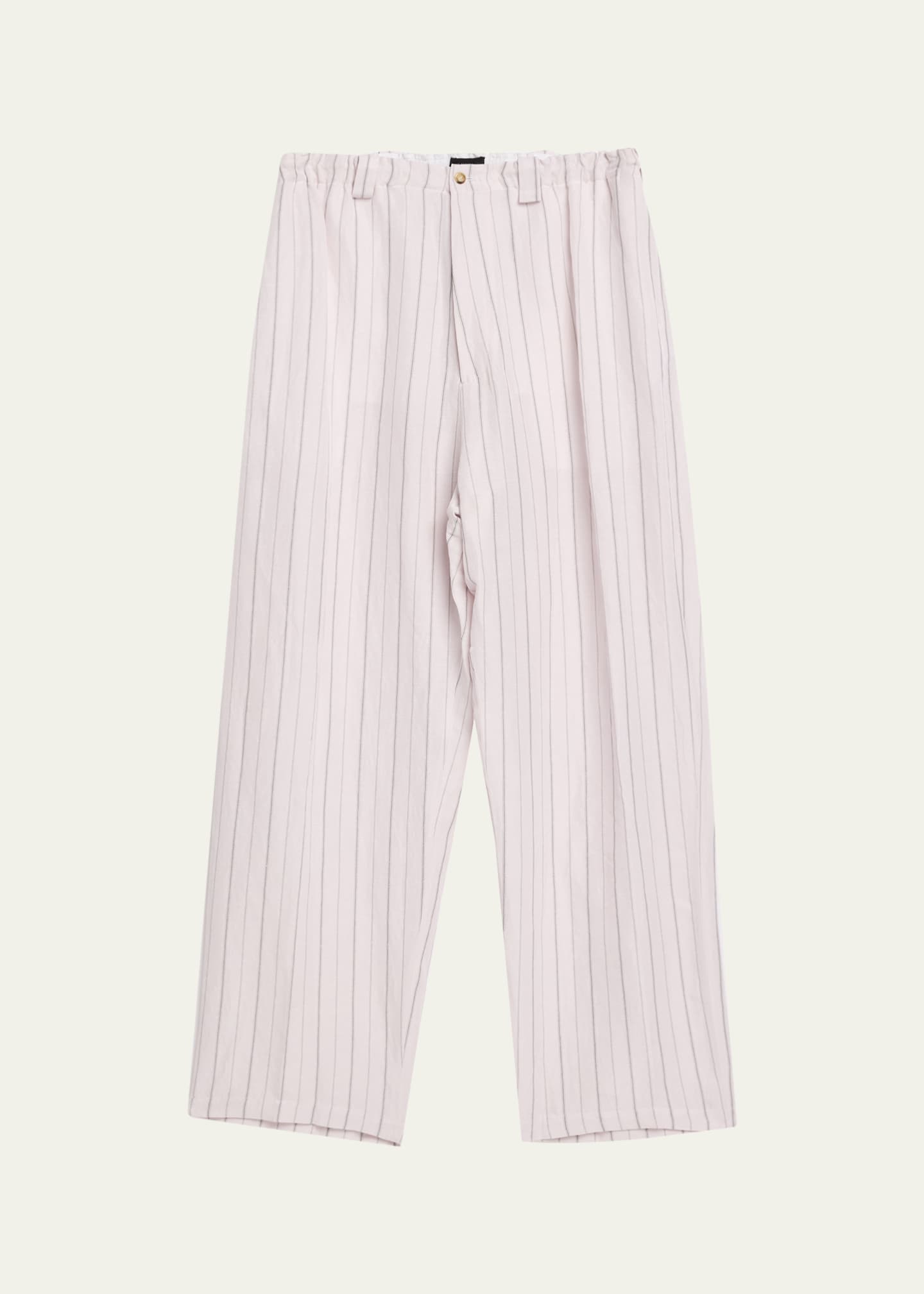 Willy Chavarria Men's Toluca Striped Oversized Linen-Blend Pants