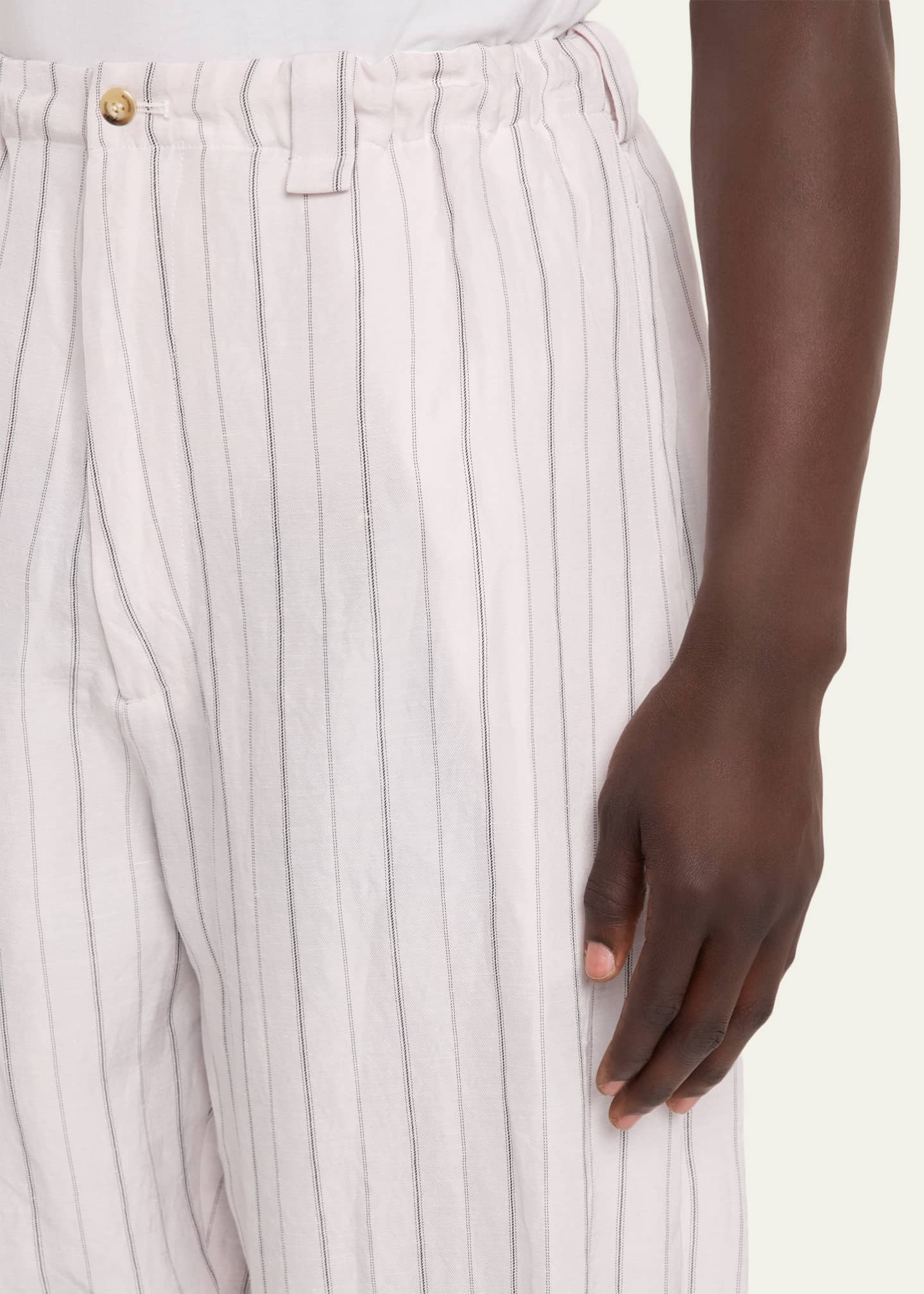 Willy Chavarria Men's Toluca Striped Oversized Linen-Blend Pants