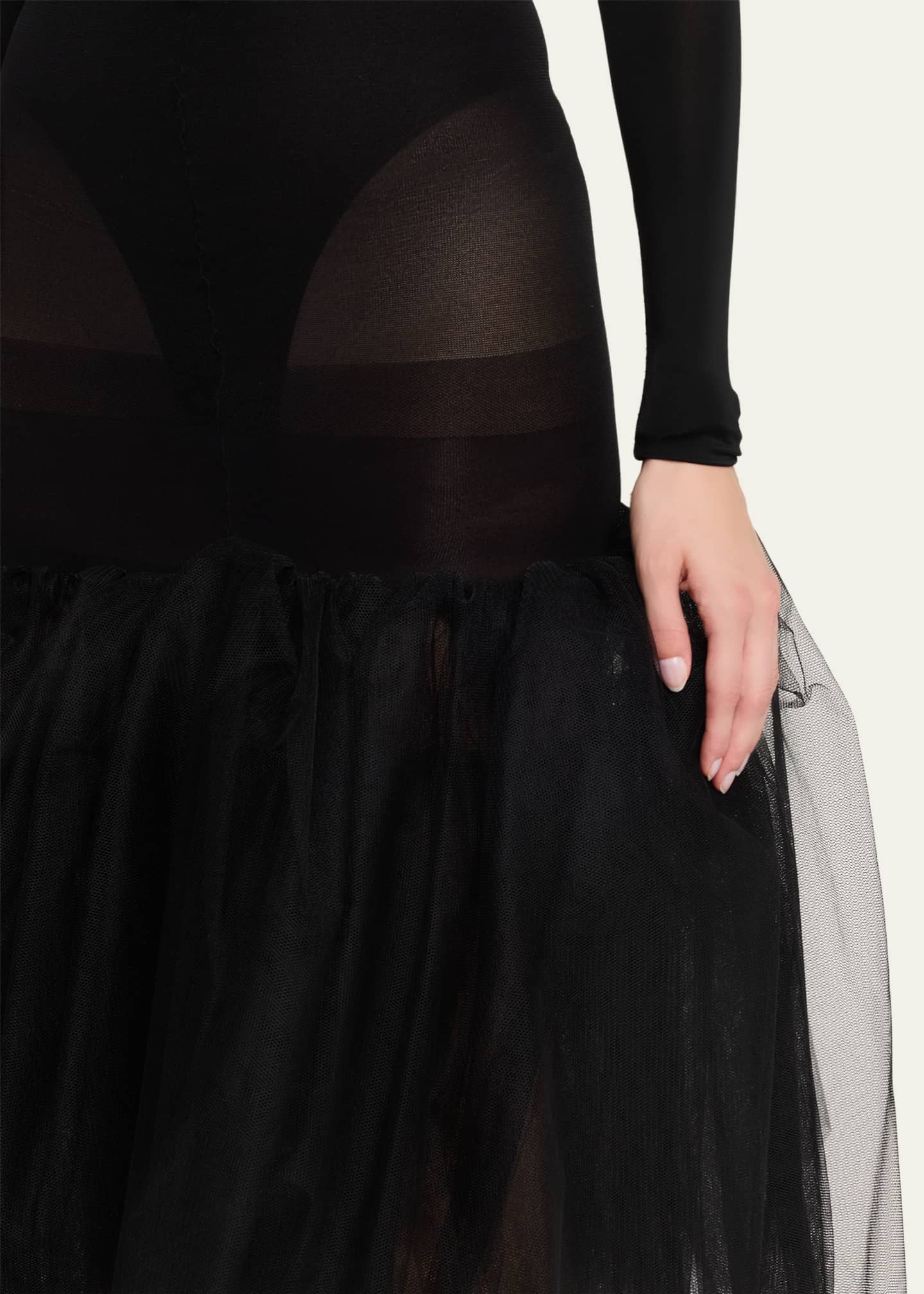 Junya Watanabe Drop-Waist Sheer Tulle Midi Skirt - Bergdorf Goodman