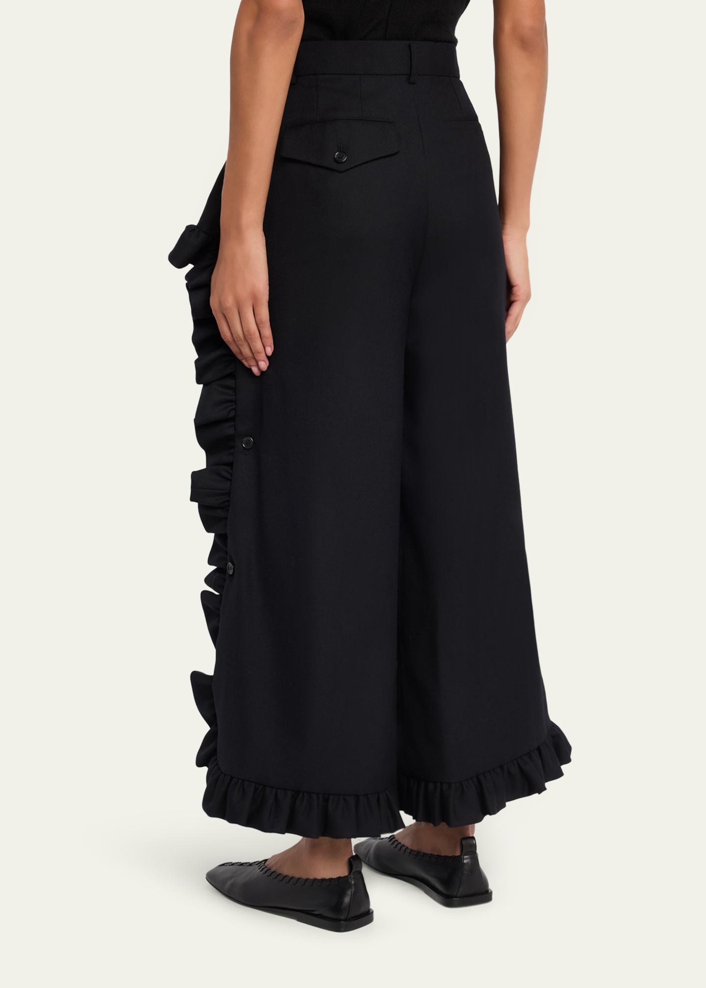 Noir Kei Ninomiya Ruffle Button-Side Wide-Leg Ankle Pants