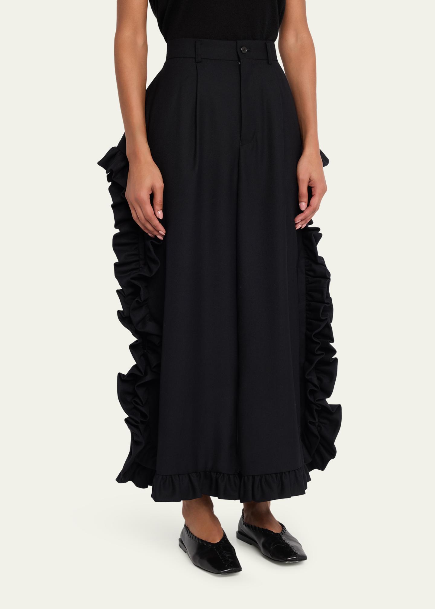 Noir Kei Ninomiya Ruffle Button-Side Wide-Leg Ankle Pants