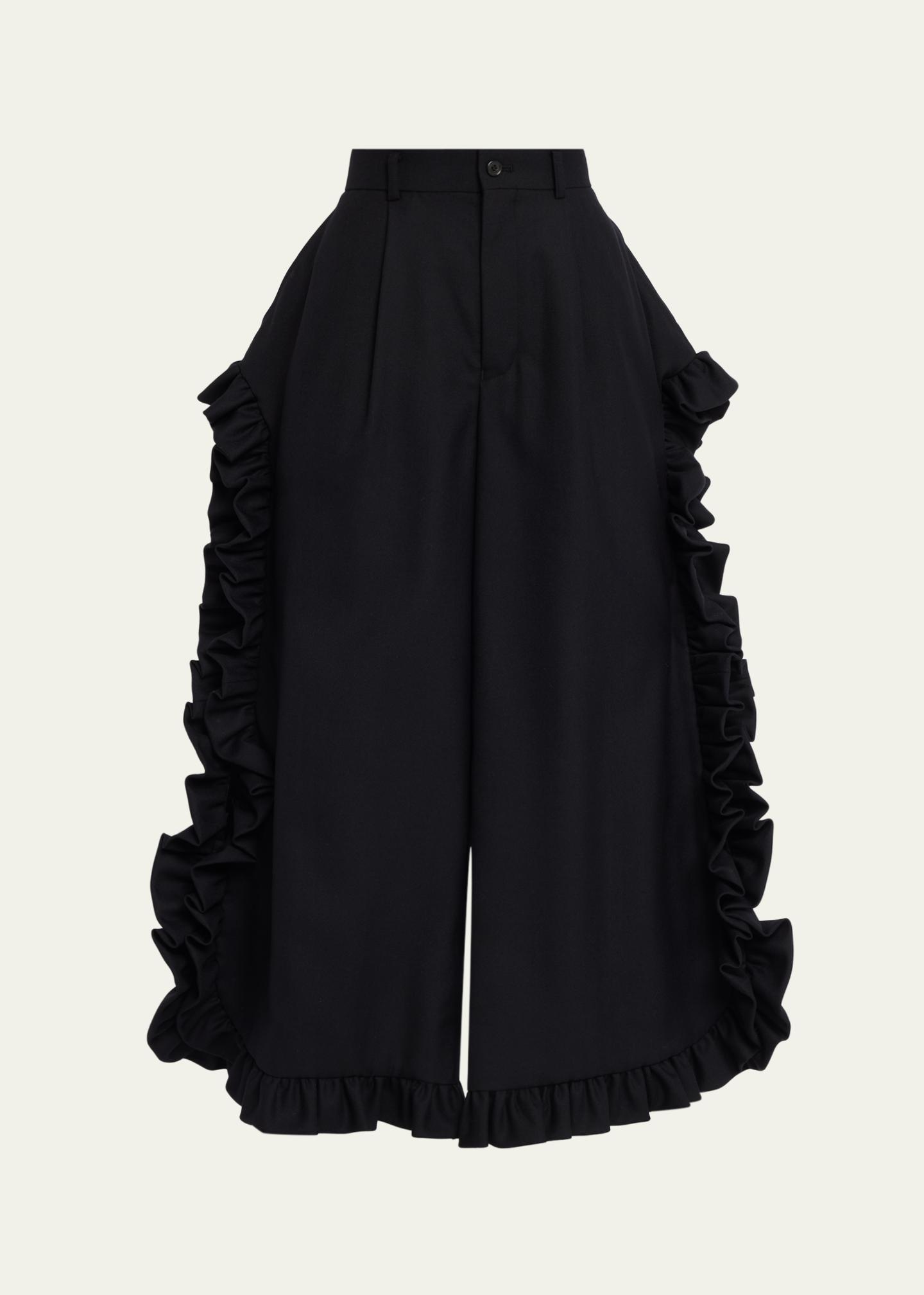 Noir Kei Ninomiya Ruffle Button-Side Wide-Leg Ankle Pants
