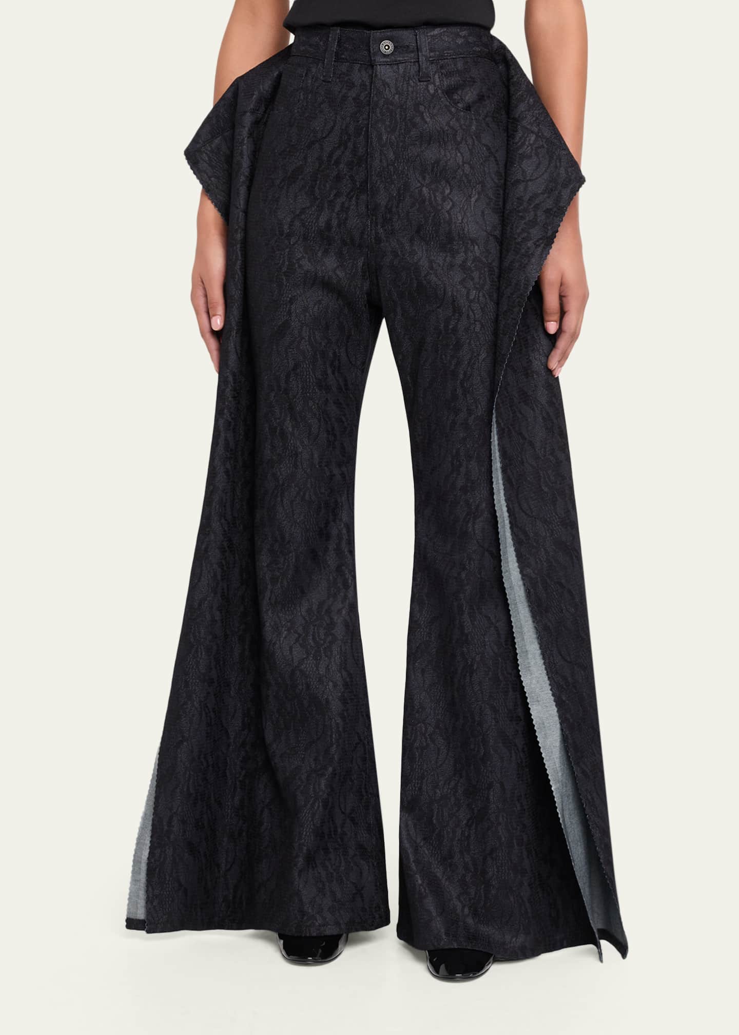 Junya Watanabe Floral Jacquard Wide-Leg Pants - Bergdorf Goodman