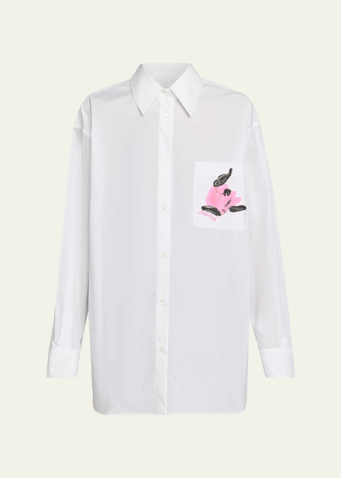 marni dress shirt White cotton Oxford shirt with striped pocket