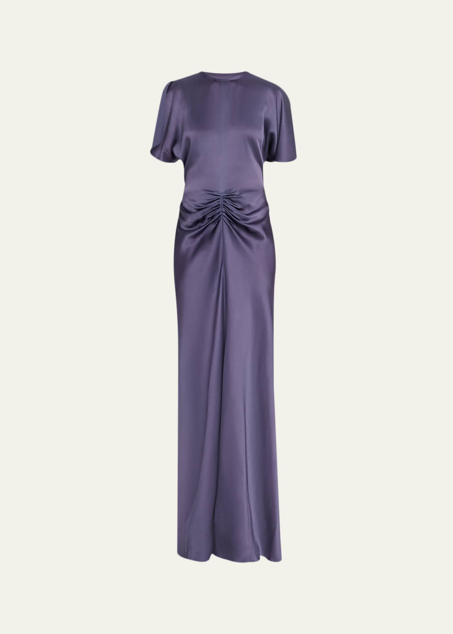 victoria beckham gathered waist floor length dress Lavender Straps A-line Long Formal Dress