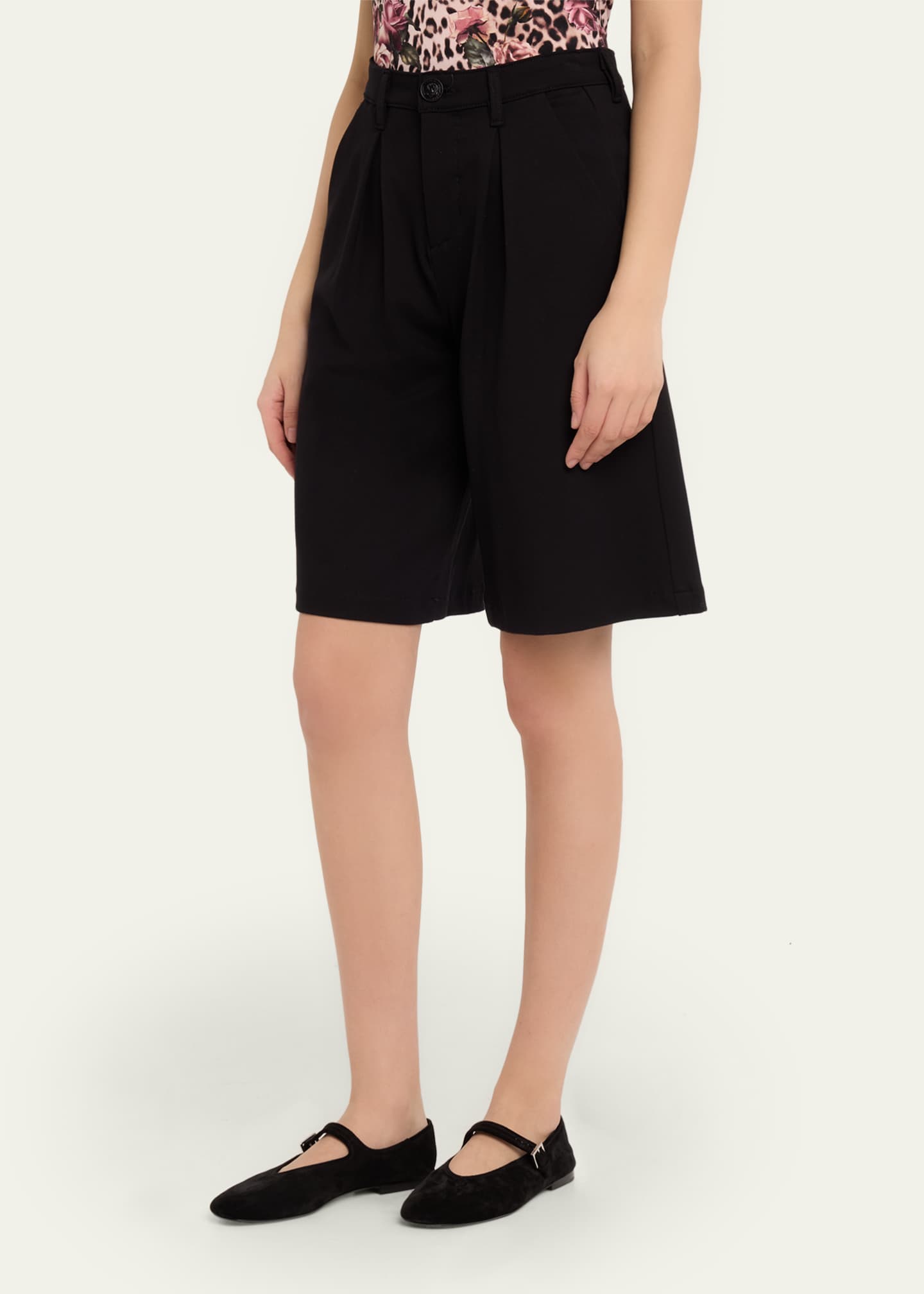 L'Agence Akasha Pleated High-Rise Bermuda Shorts - Bergdorf Goodman