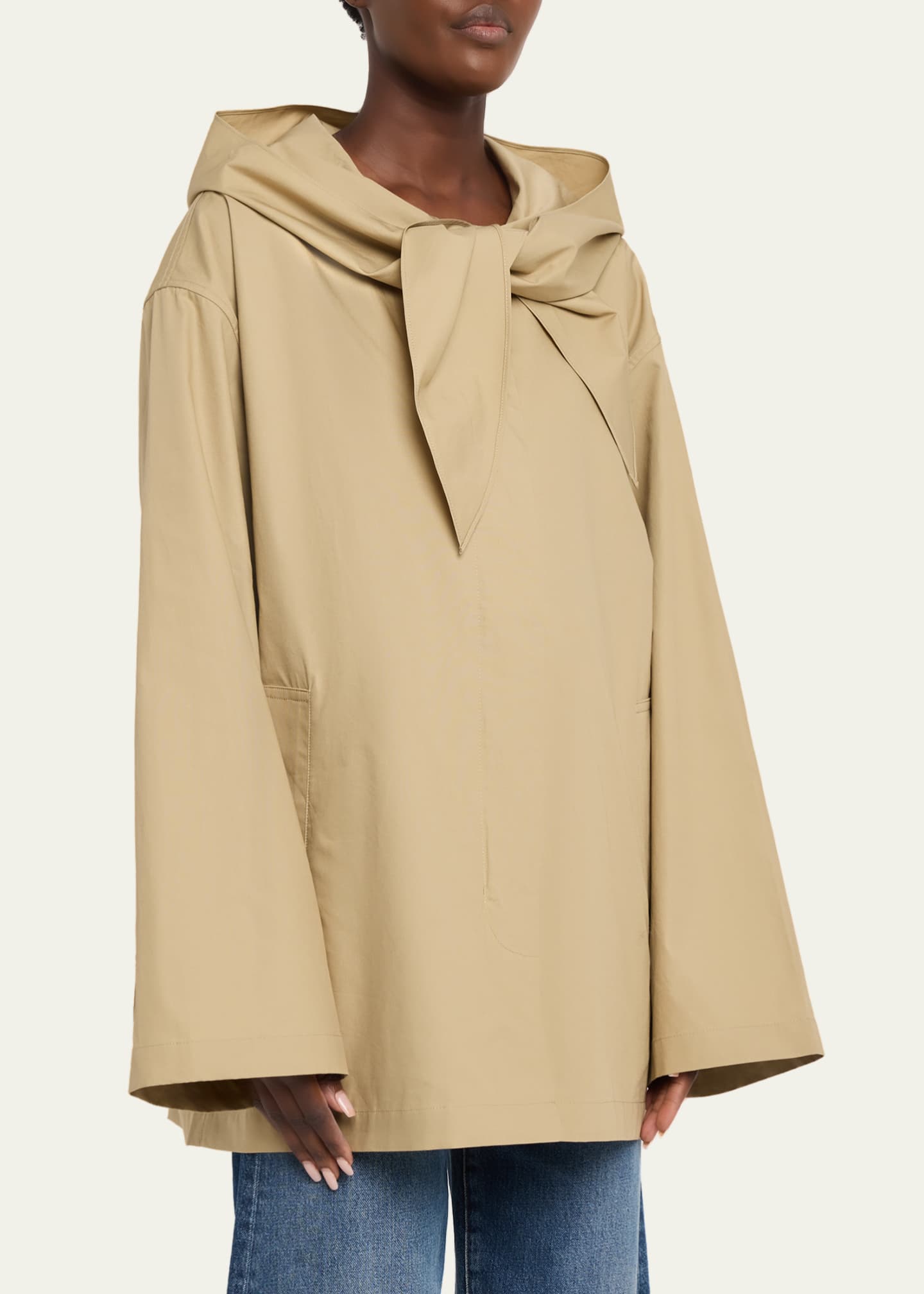 Toteme Scarf Hooded Technical Cotton Trapeze Jacket - Bergdorf Goodman
