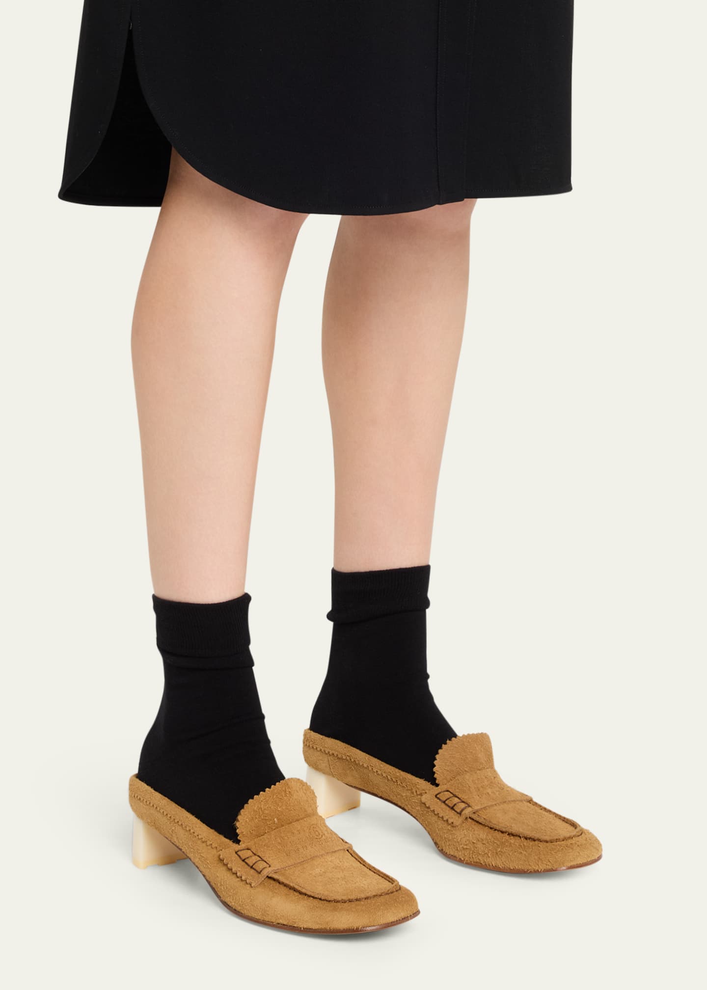 ミシュミシュ様/Maison Martin Margiela レザーシューズ41 MM6 Maison Margiela 25mm Suede Mule Loafers - Bergdorf Goodman