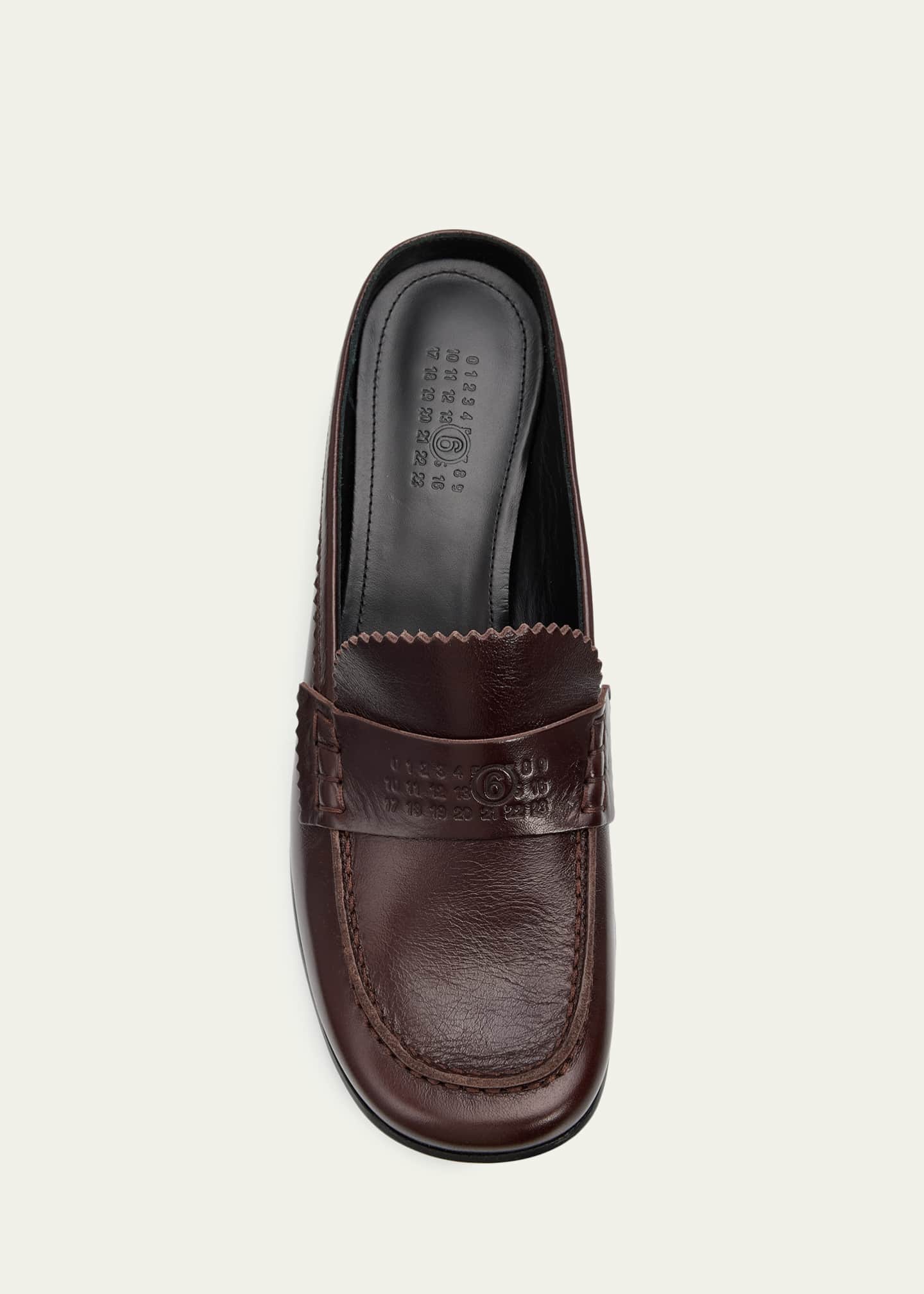 ミシャコシャ　マロン MM6 Maison Margiela Swing Toe Leather Mule Loafers - Bergdorf Goodman