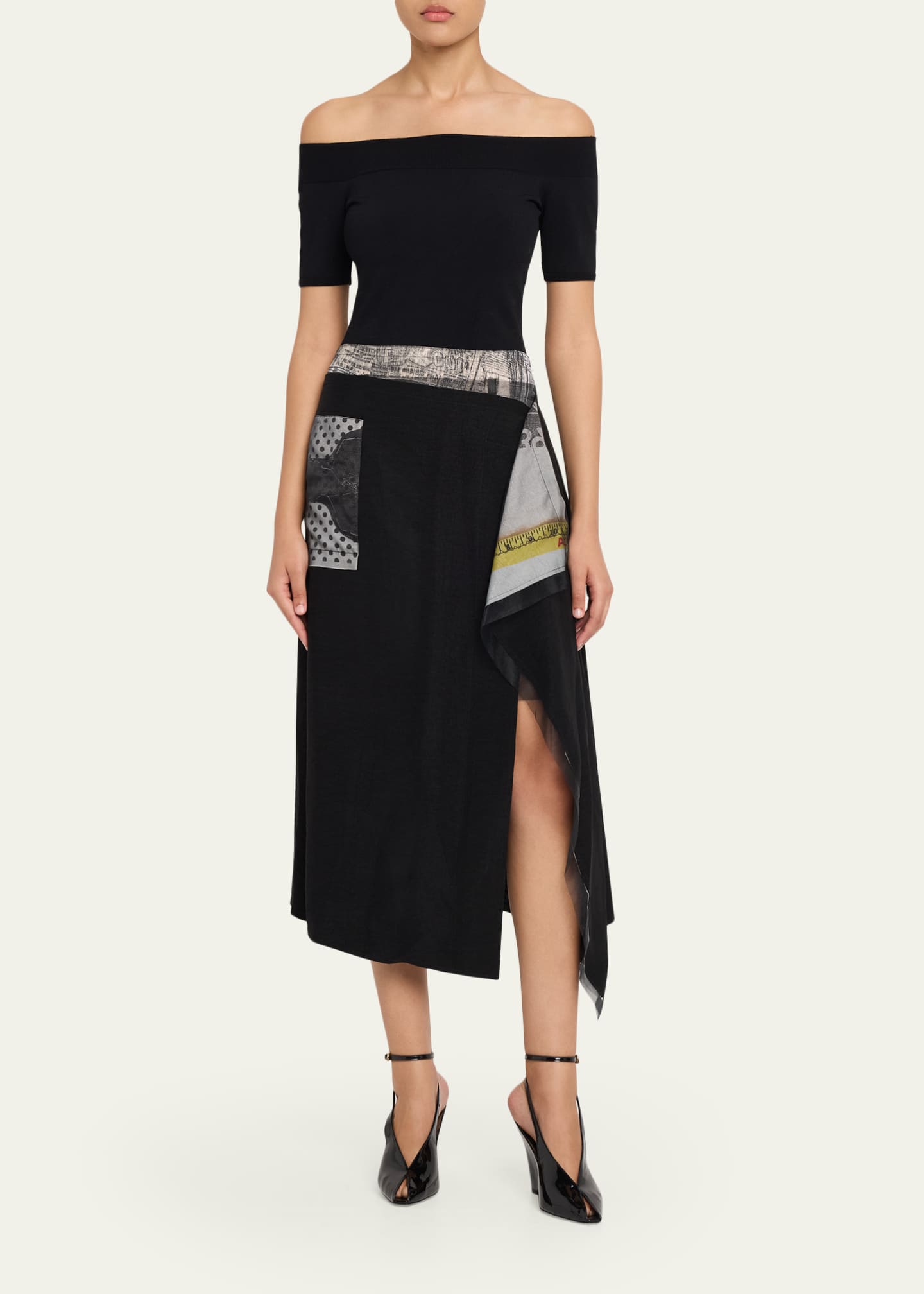 Jason Wu Collection Collage Print Deconstructed Midi Wrap Skirt