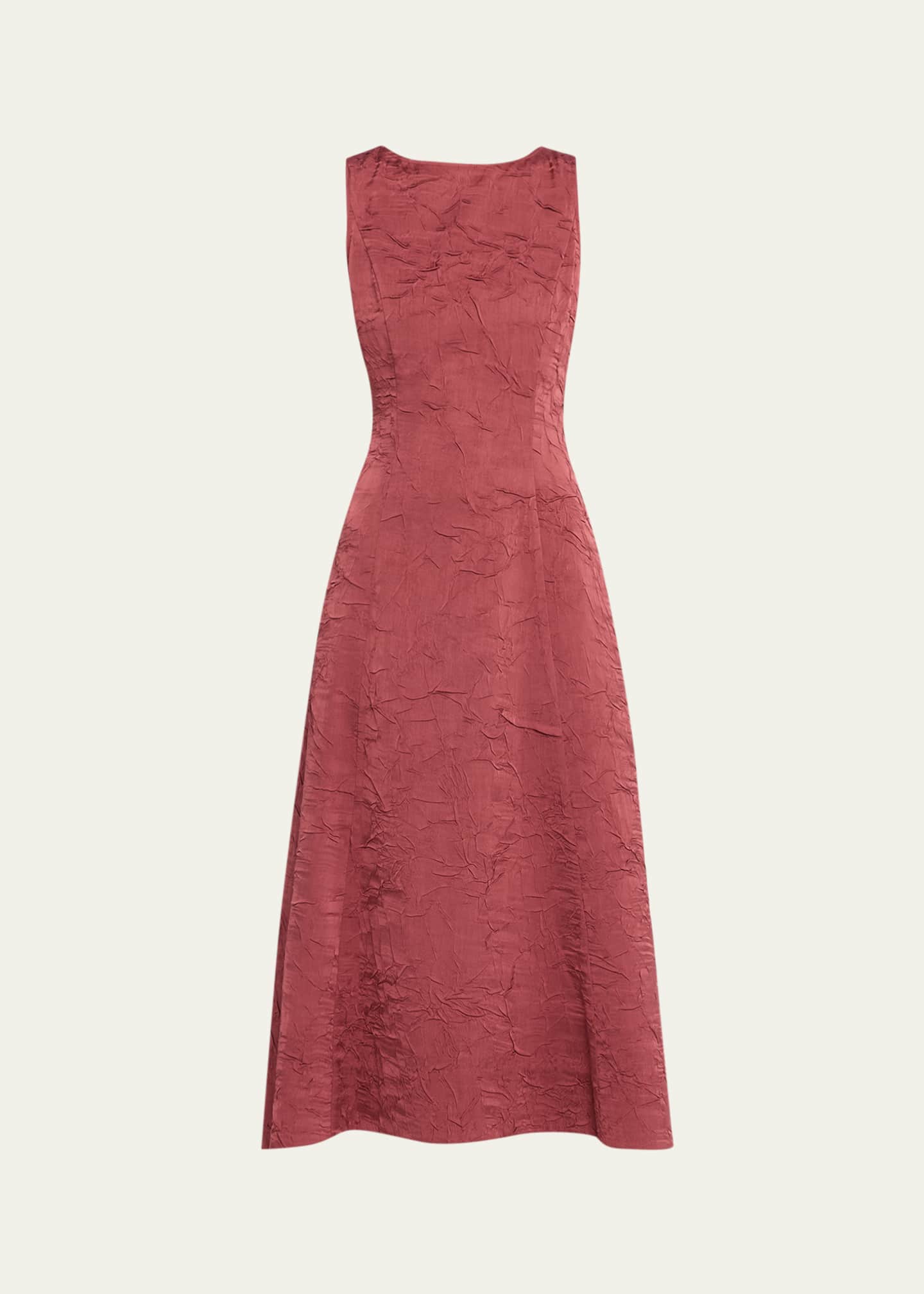 Ulla Johnson Georgia Crinkled Satin A-Line Midi Dress, Fig, Women's, 12, Cocktail & Party Wedding Guest Dresses A-Line Dresses