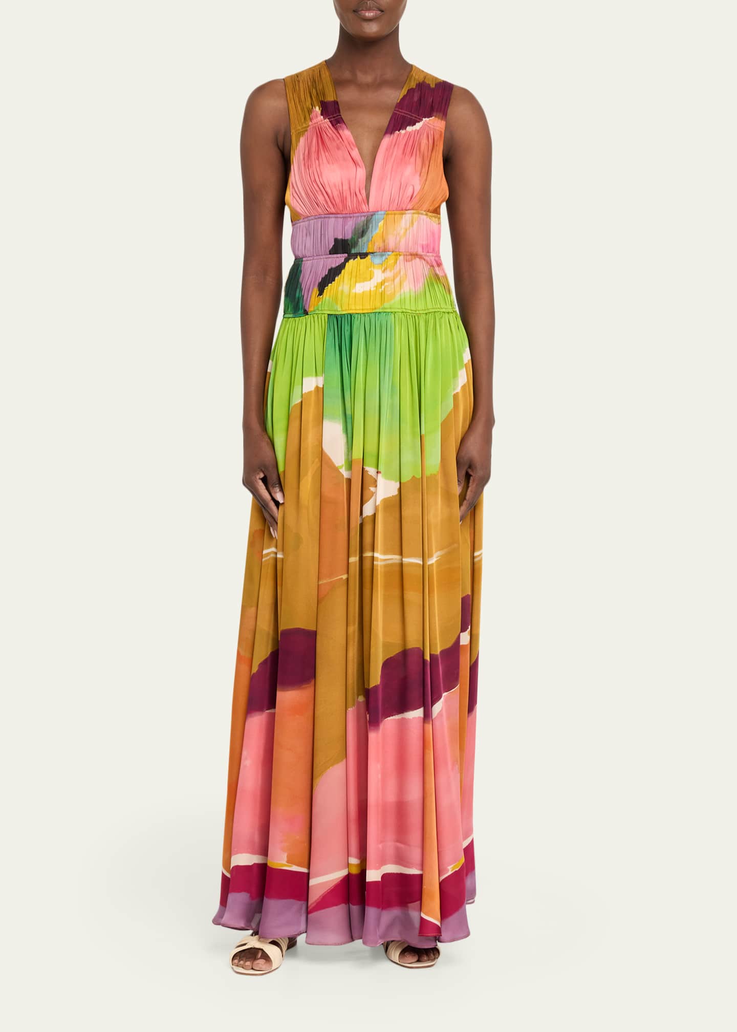 x Helen Frankenthaler Boheme Silk-Chiffon Gown