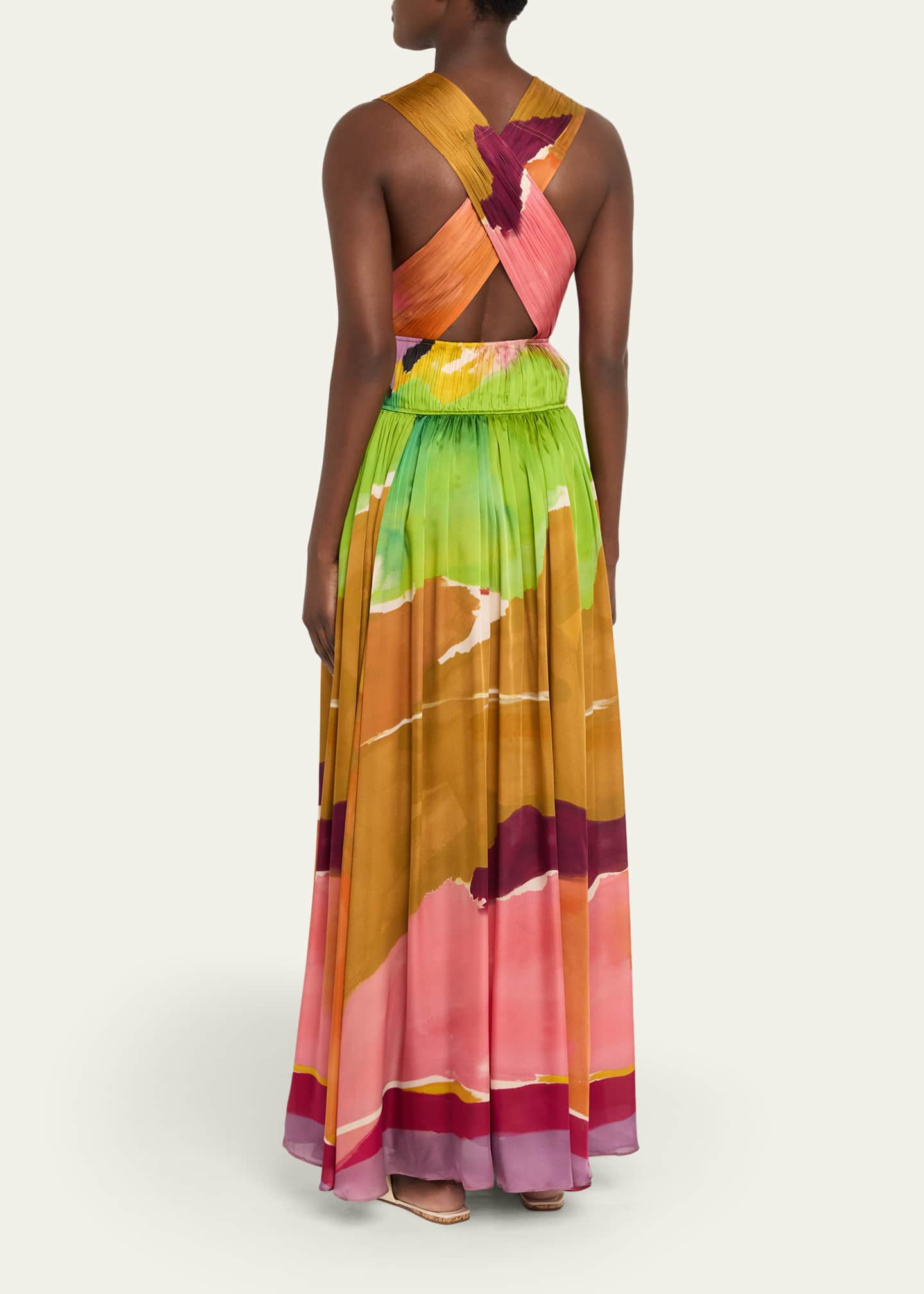 x Helen Frankenthaler Boheme Silk-Chiffon Gown